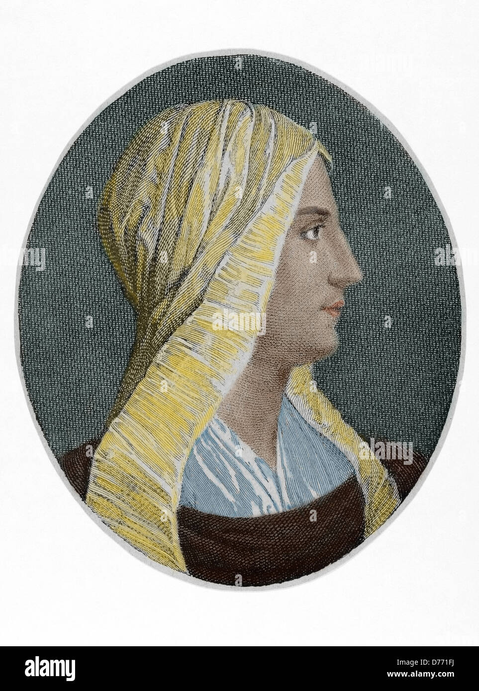 Vittoria Colonna (1490-1547). Marchesa di Pescara. Italiano poeta rinascimentale. L'incisione nell'illustrazione iberica, 1885. Foto Stock