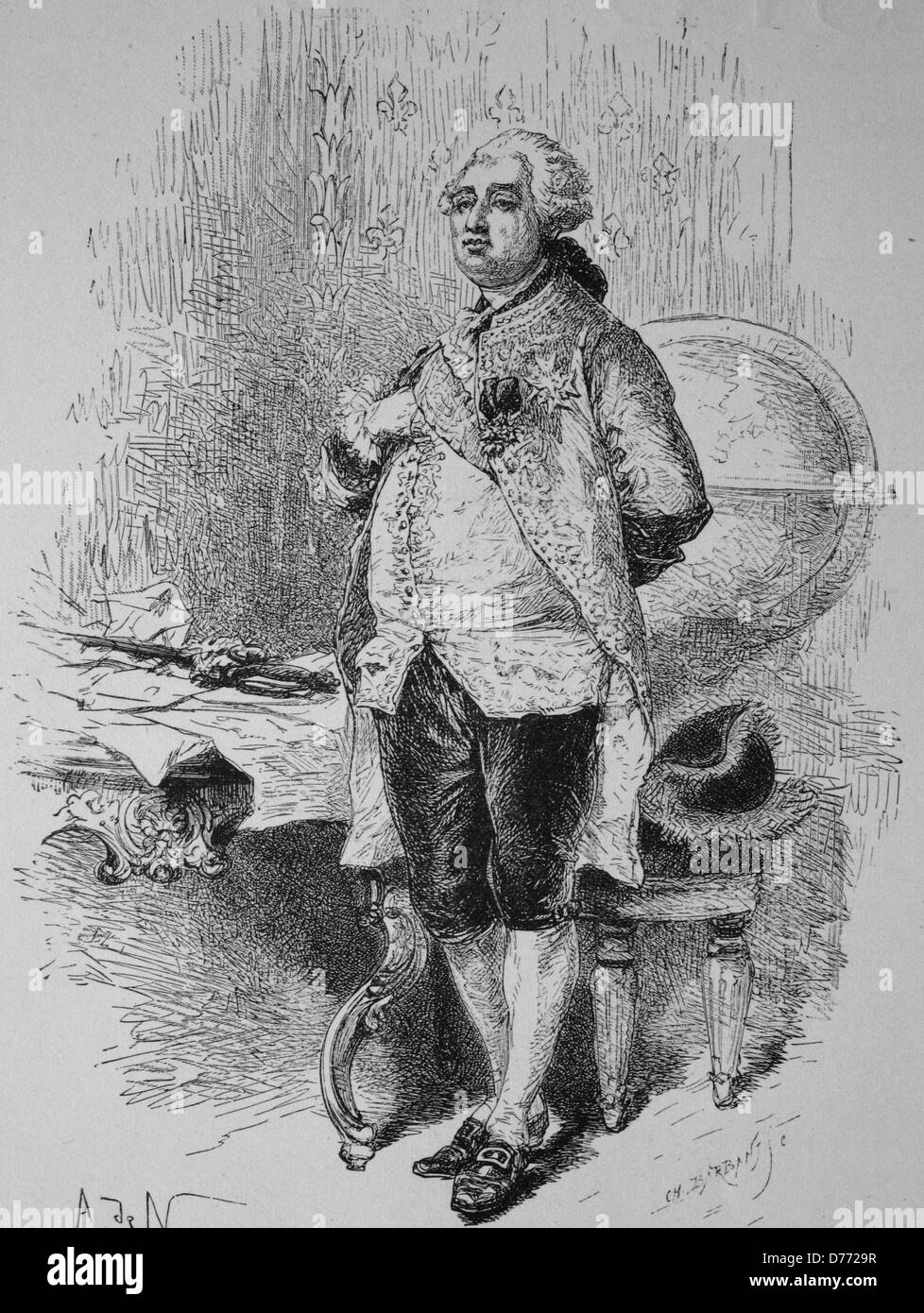 Louis XVI, xilografia dal 1880 Foto Stock