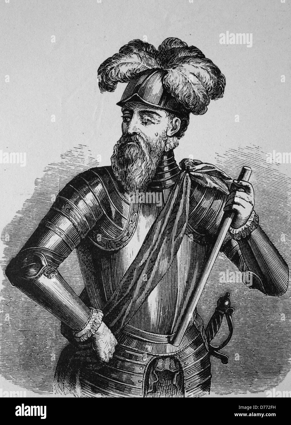 Francisco Pizarro González, 1476 - 1541, il conquistador spagnolo che conquistarono il regno degli Incas, xilografia dal 1880 Foto Stock