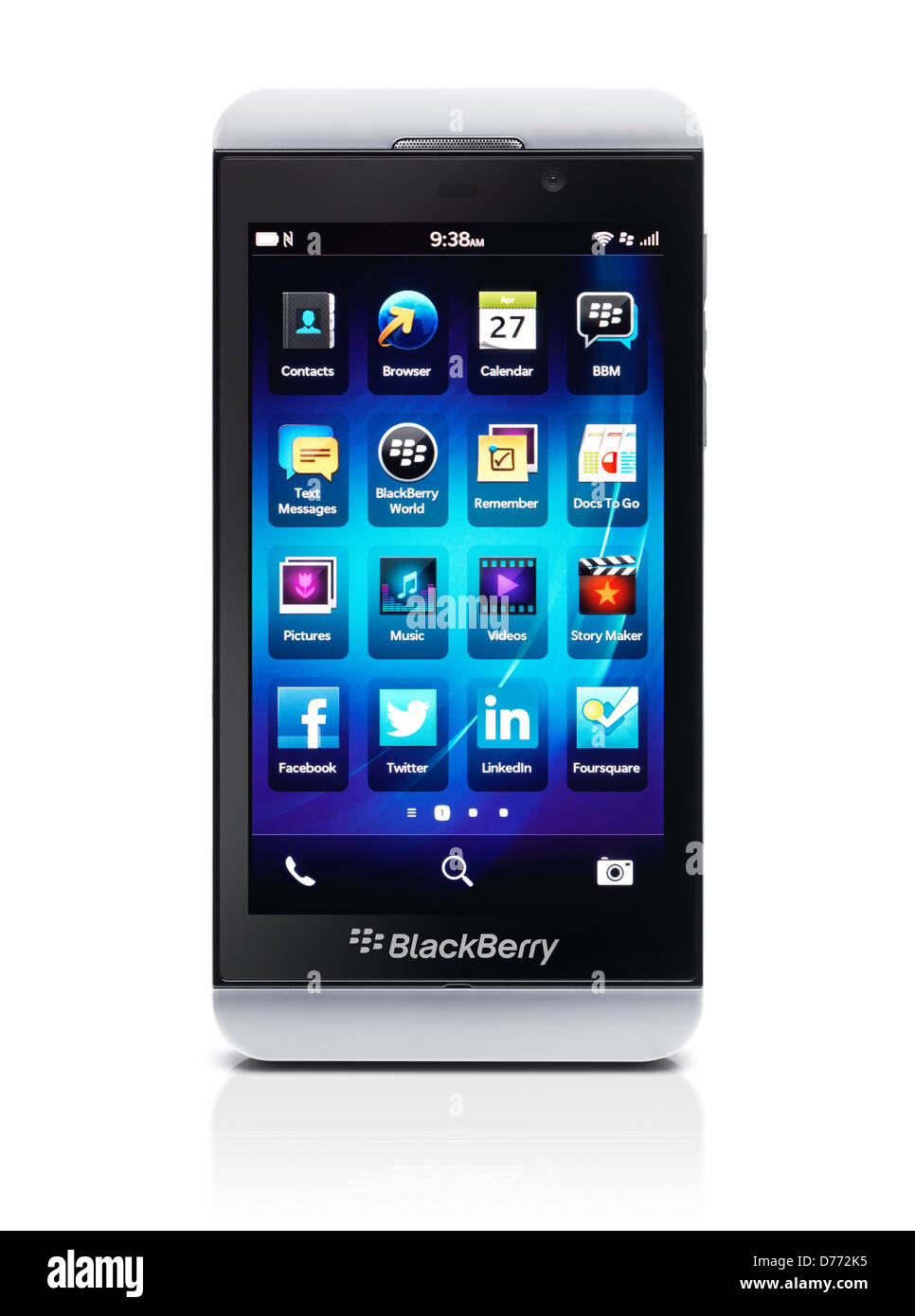 Blackberry Z10 smartphone. Telefono bianco isolato su sfondo bianco Foto Stock