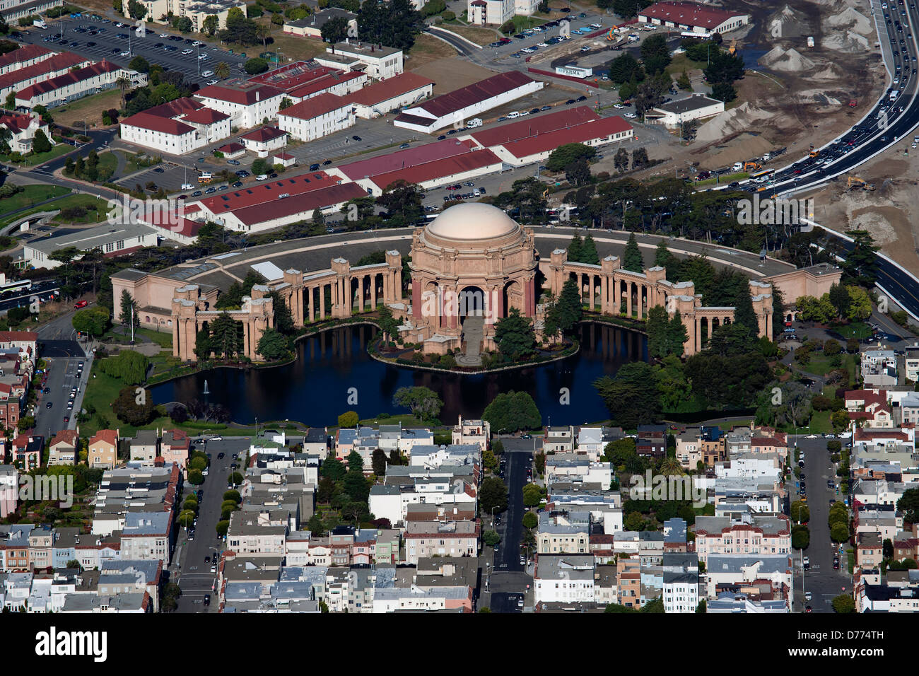Fotografia aerea del Palazzo delle Belle Arti, San Francisco, California Foto Stock