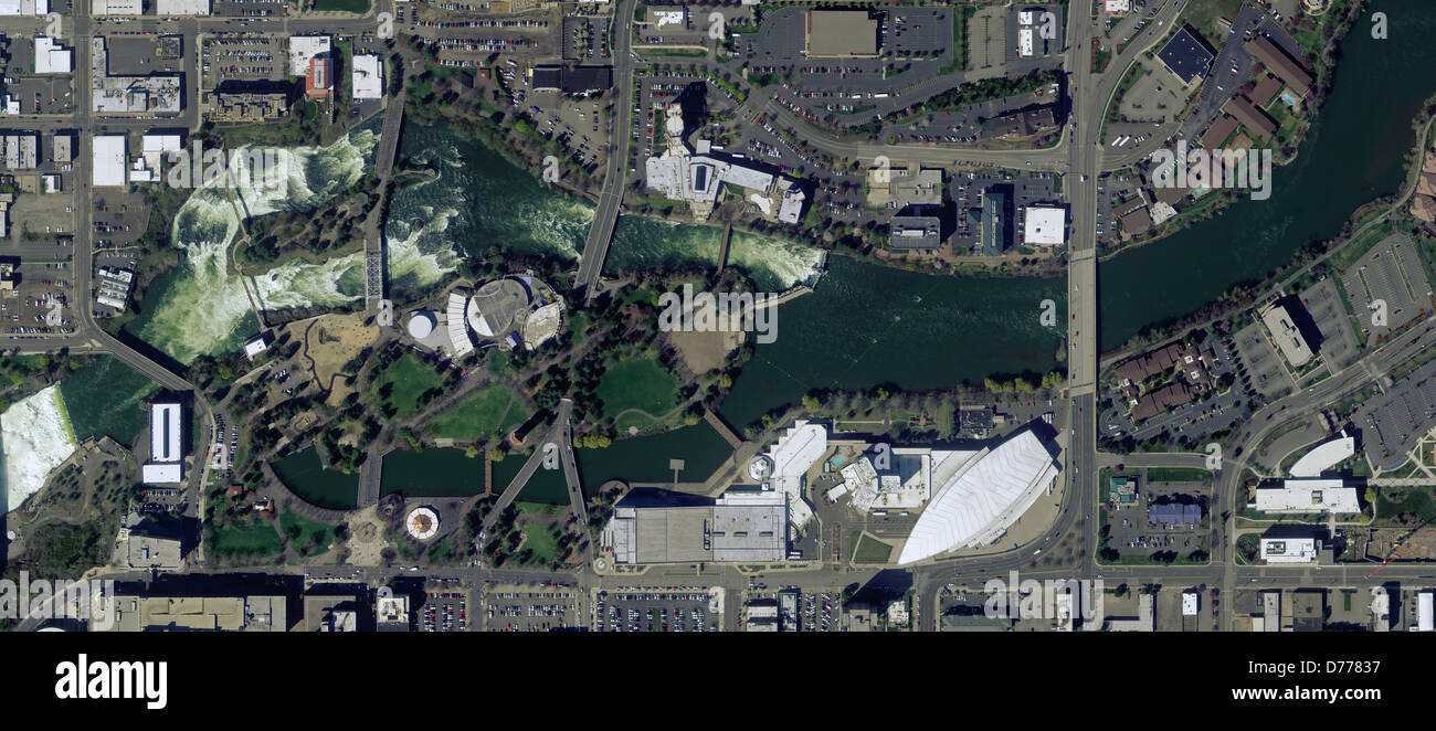 Mappa foto aeree di Riverfront Park, Spokane Washington Foto Stock