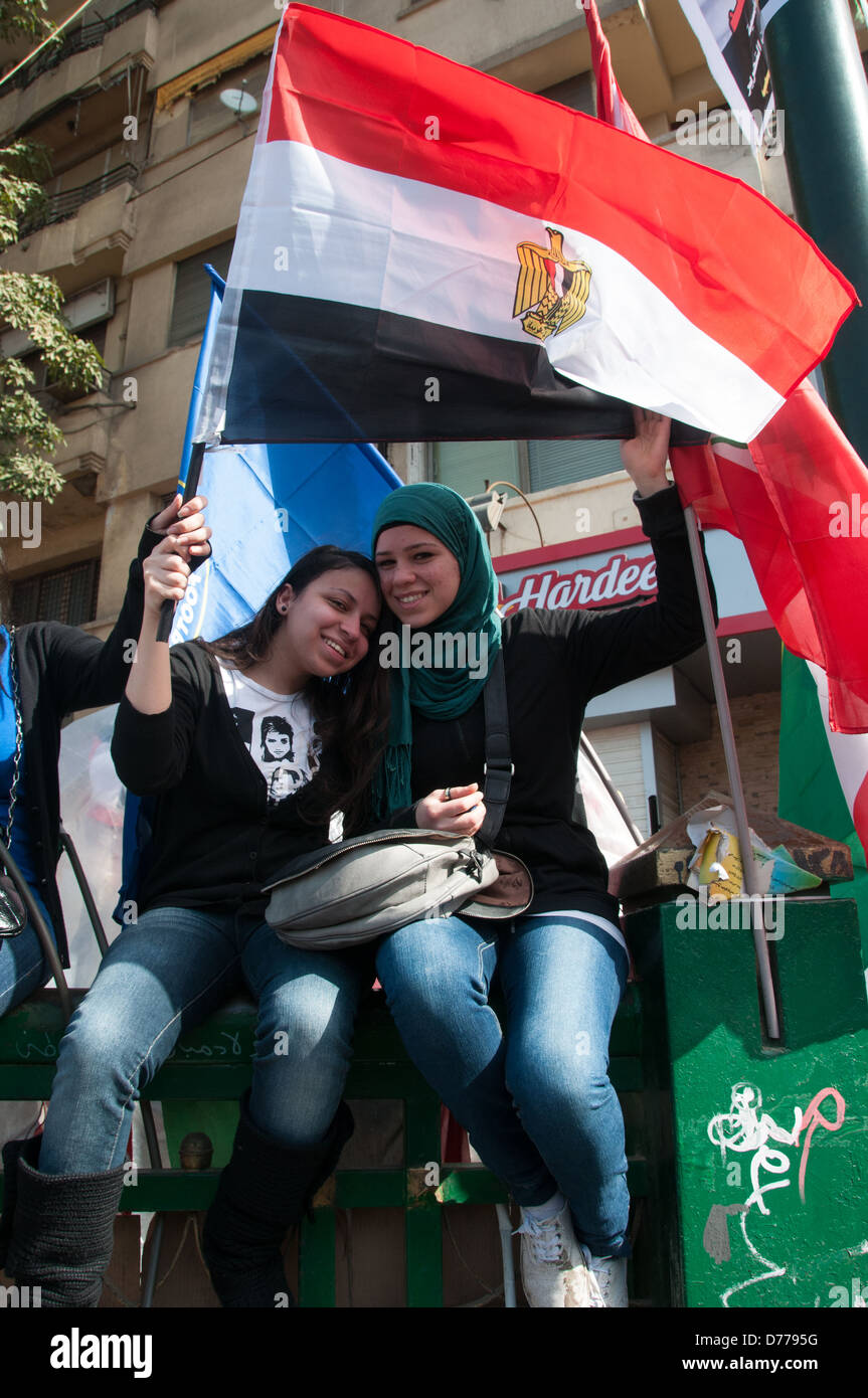 Le donne piazza Tahrir Cairo nel primo anniversario della Rivoluzione egiziana, 25 Gennaio 2012 Foto Stock