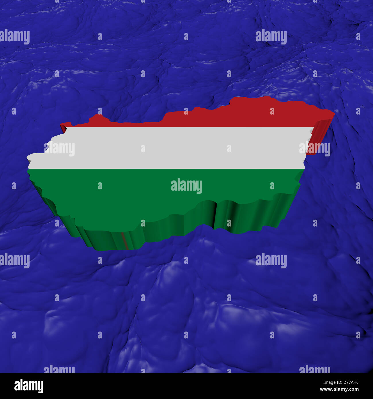 Mappa di Ungheria bandiera in astratto illustrazione dell'oceano Foto Stock