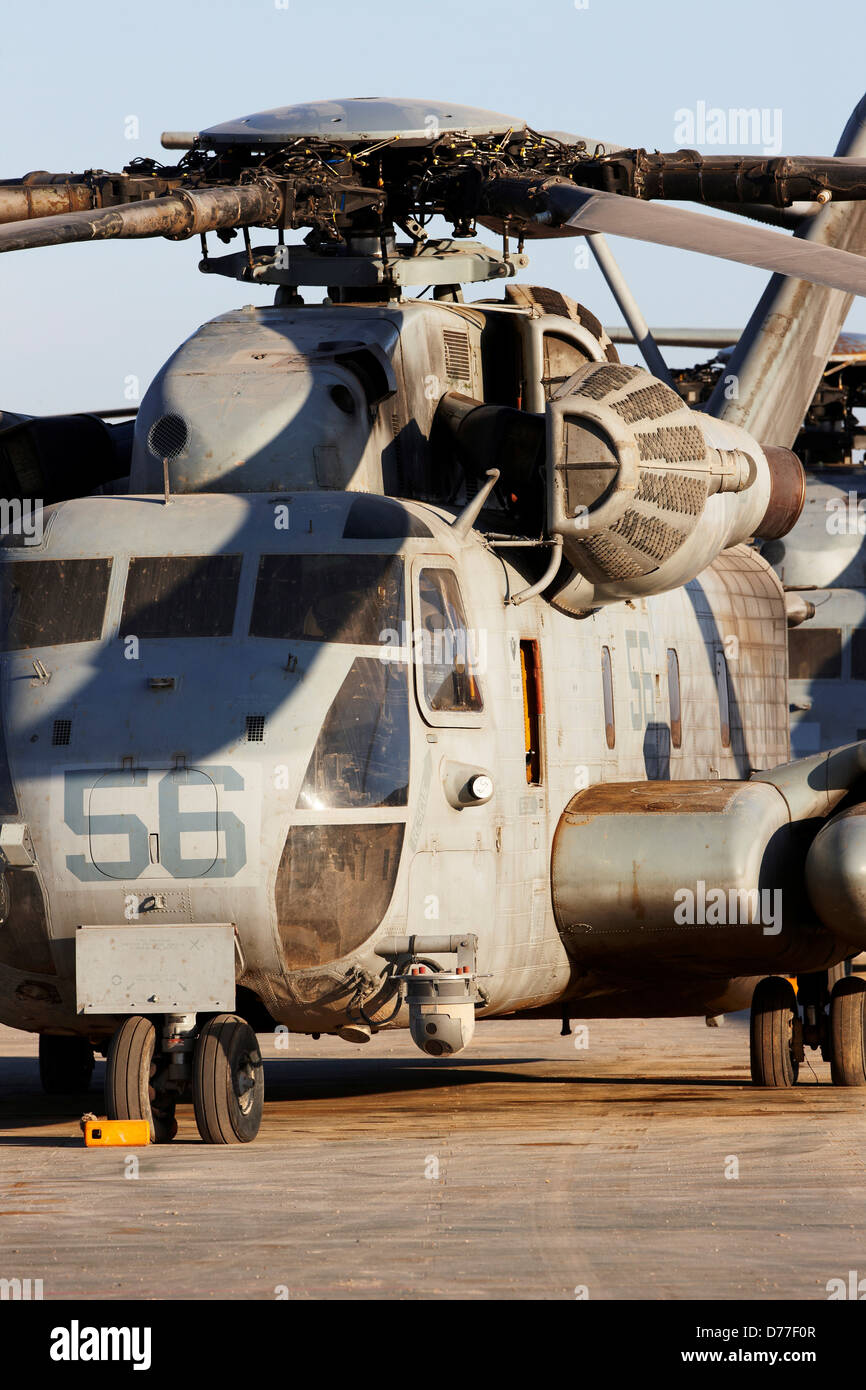 Corpo della Marina degli Stati Uniti Sikorsky CH-53E Super Stallion a Camp Bastion provincia di Helmand in Afghanistan Foto Stock