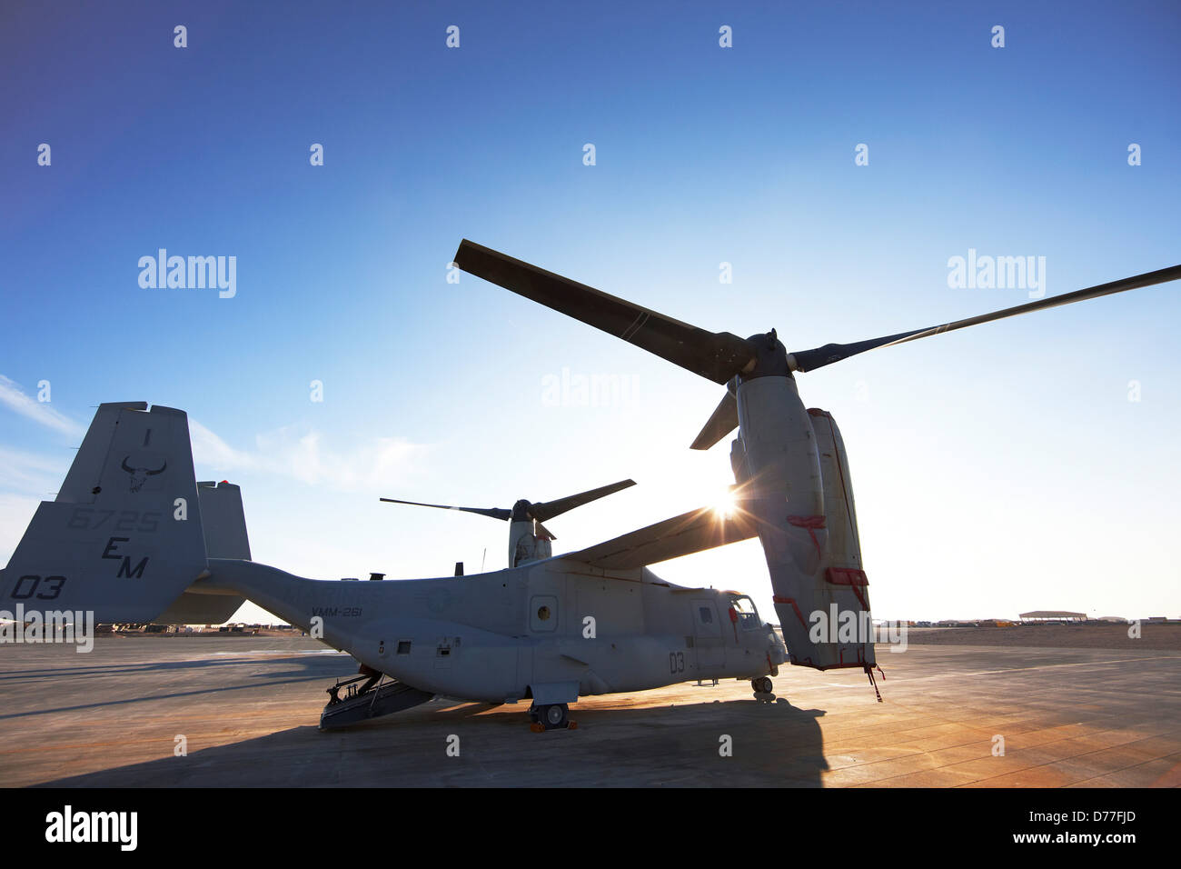 Corpo della Marina degli Stati Uniti MV-22 Osprey Camp Bastion provincia di Helmand in Afghanistan Foto Stock