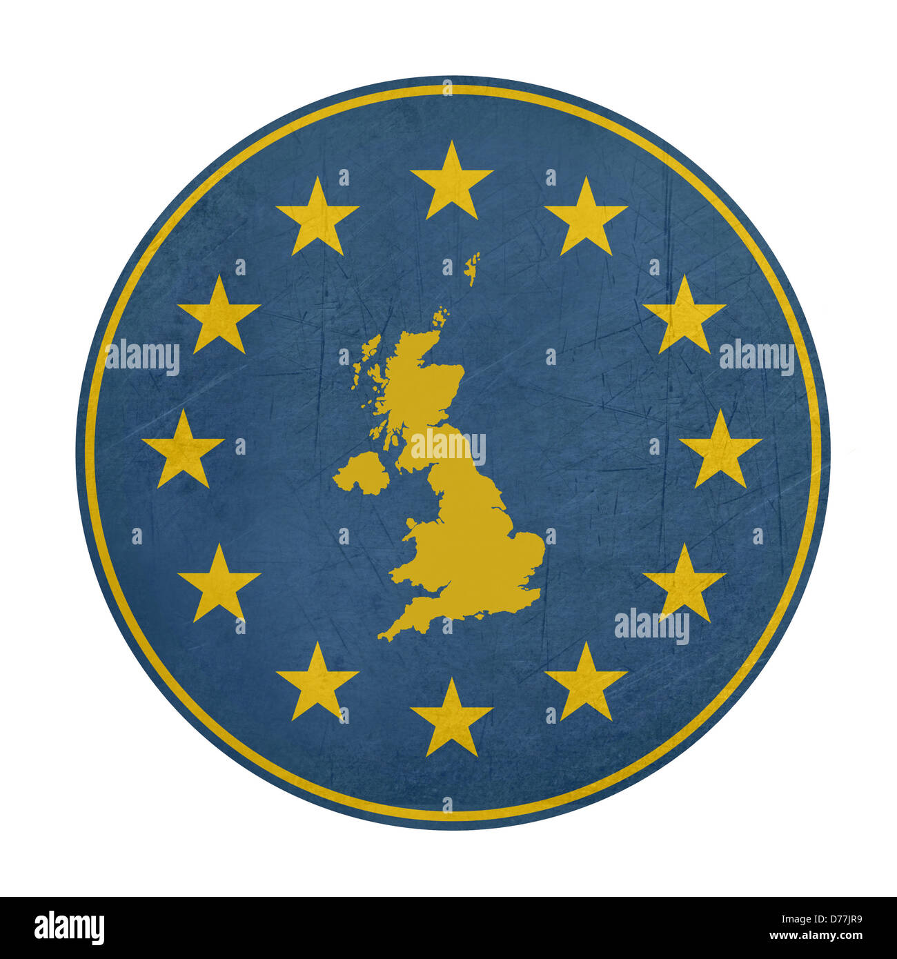 Unione Europea Regno Unito pulsante isolato su sfondo bianco. Foto Stock