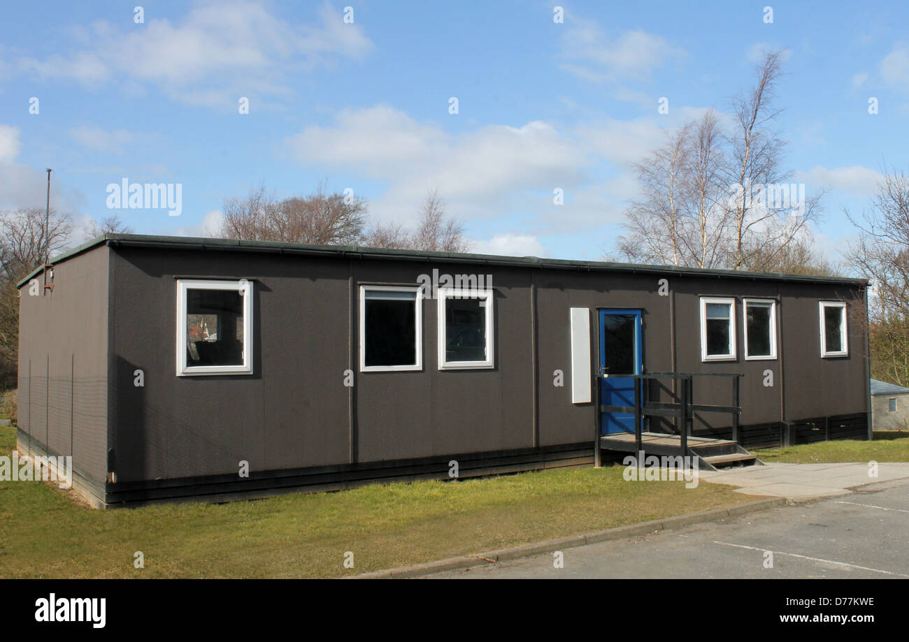 Mobile scuola secondaria aula, Scarborough, in Inghilterra. Foto Stock