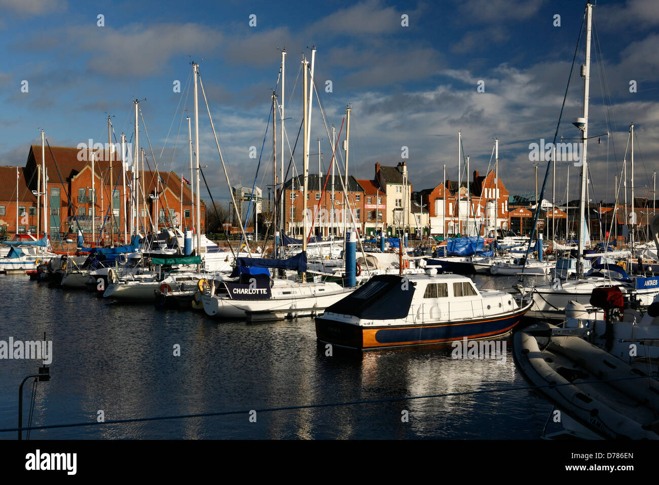 Hull Marina è un porticciolo per le imbarcazioni da diporto situato nella città inglese di Kingston upon Hull. Foto Stock