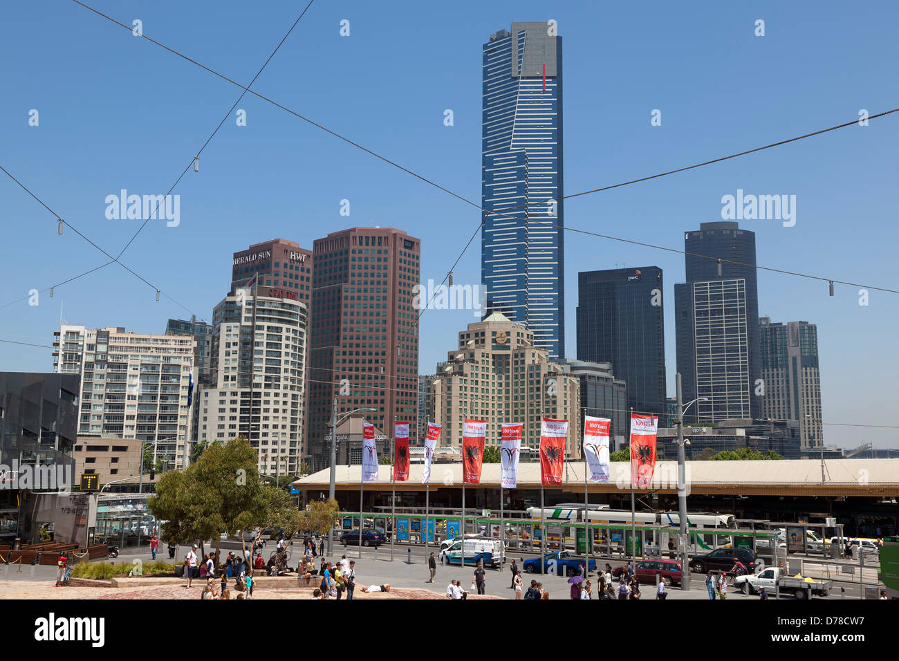 View all'Eureka Tower di Melbourne, Australia Foto Stock