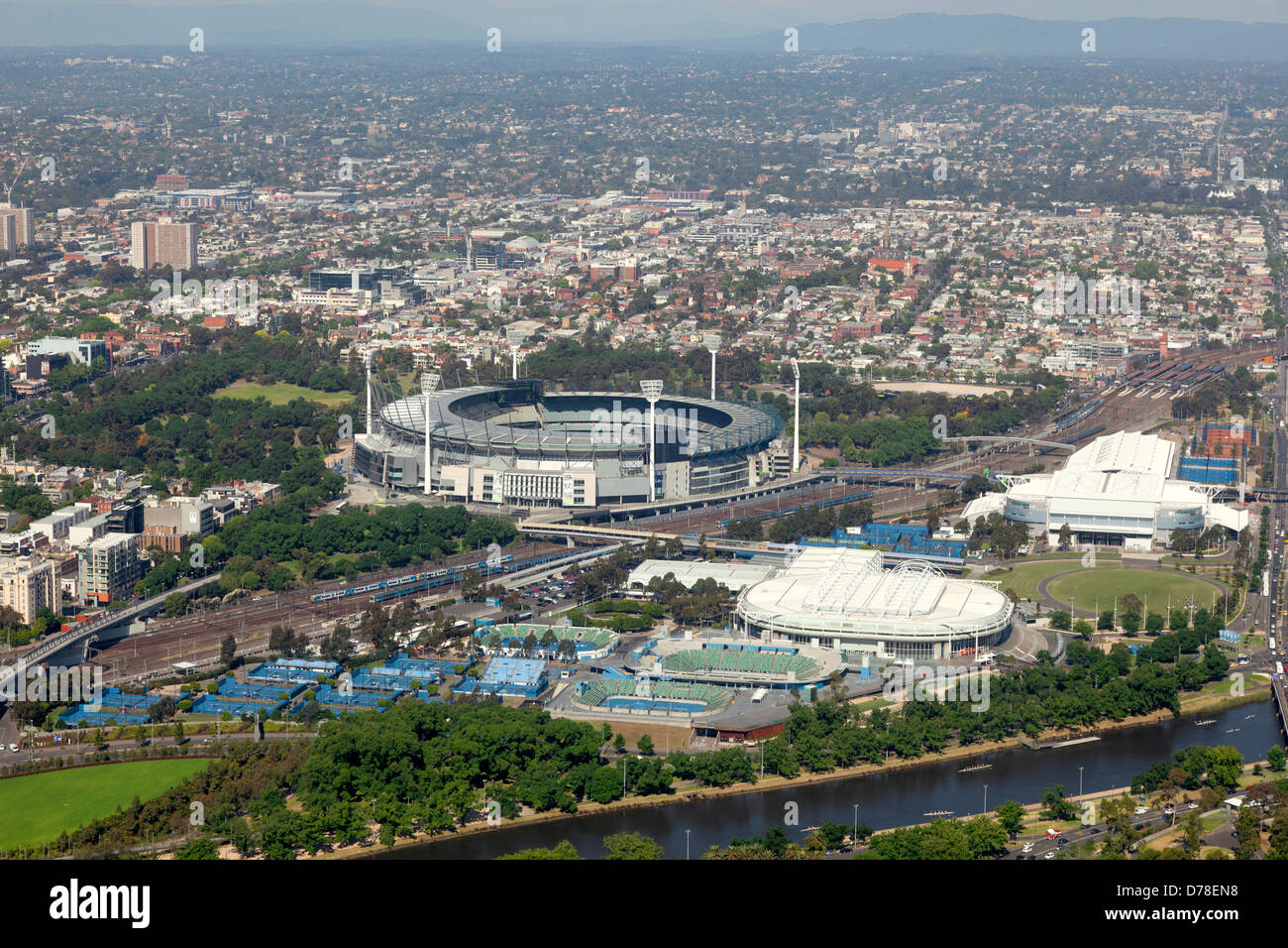 Vista aerea del MCG a Melbourne, Australia Foto Stock