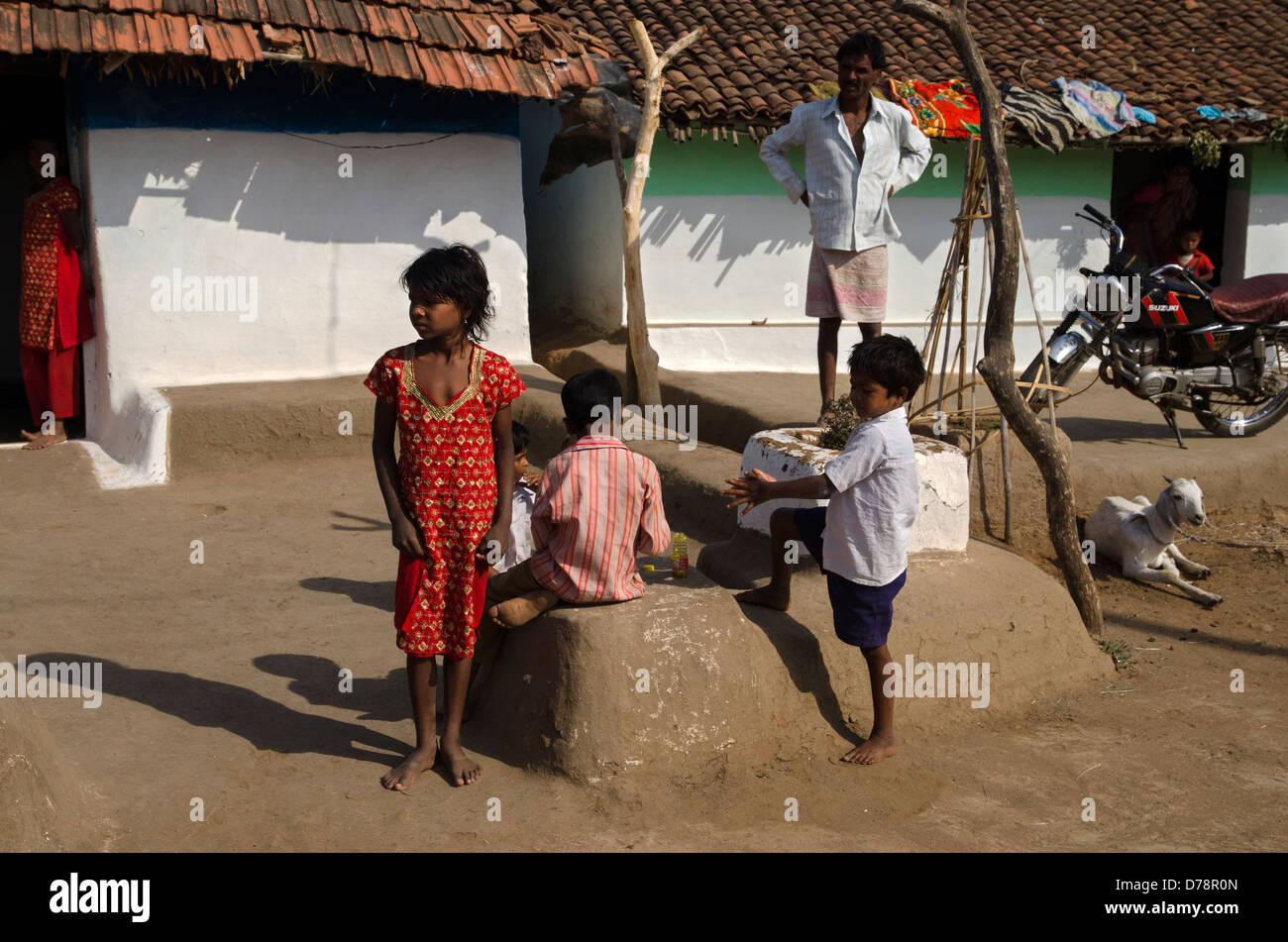 Villaggio indiano la vita,Madhya Pradesh, India Foto Stock