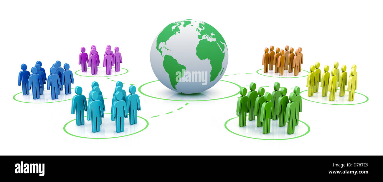 Rete sociale. 3D render isolato bianco Foto Stock