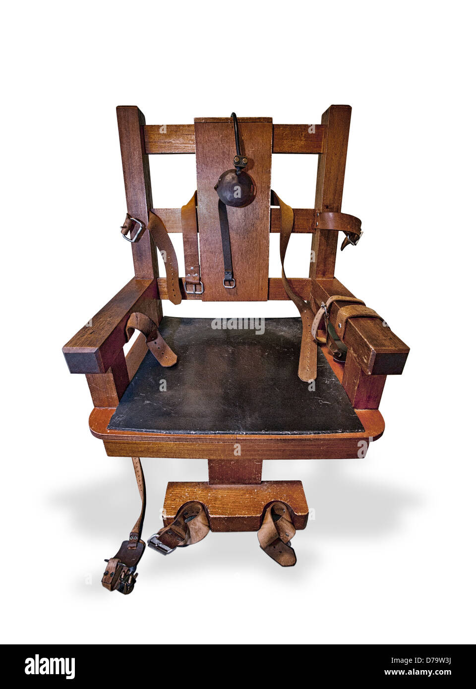 La sedia elettrica. Un'immagine knockout su bianco Foto Stock