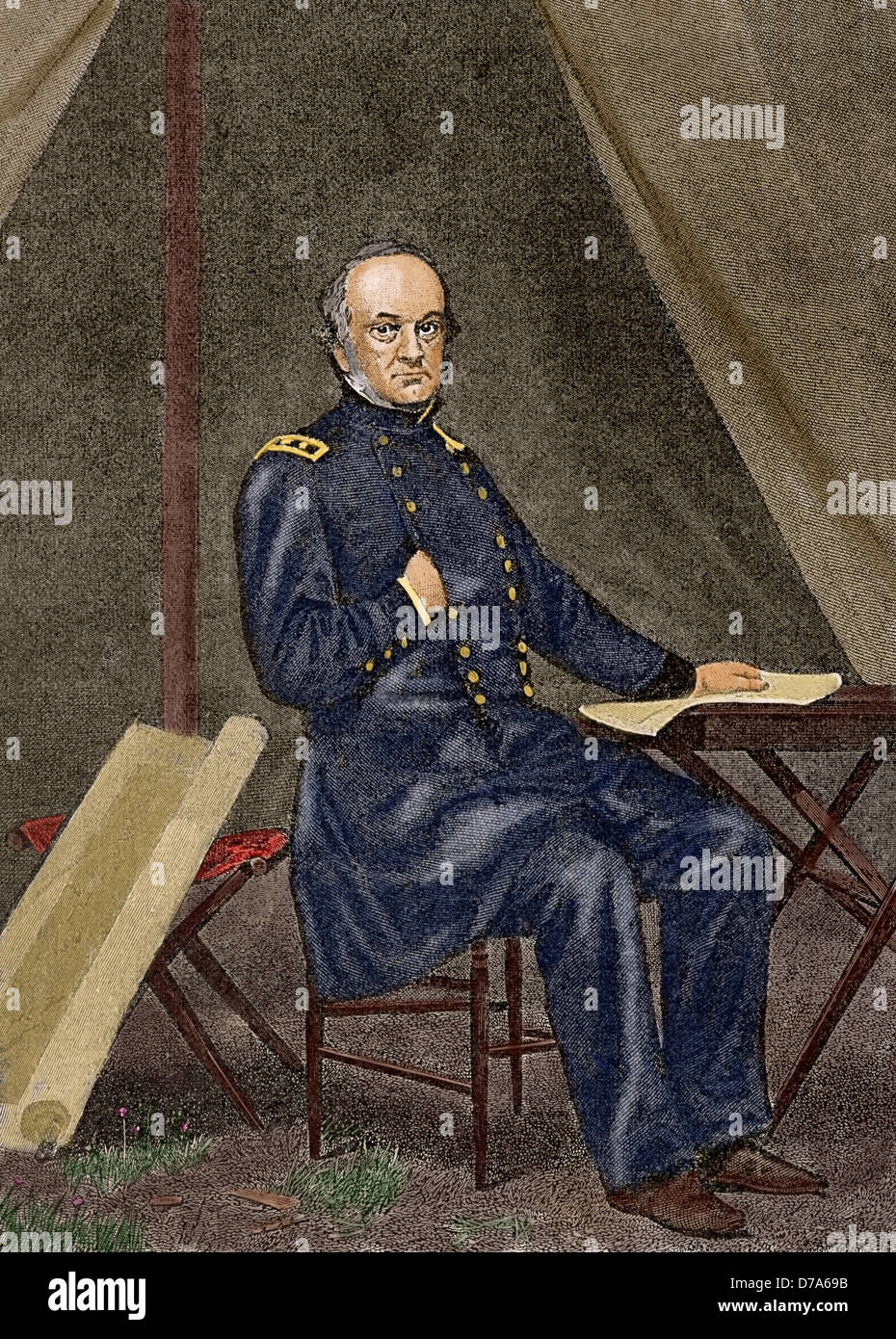 Henry Wager Halleck (1815-1872). Esercito degli Stati Uniti officer, studioso e avvocato. Incisione. Foto Stock