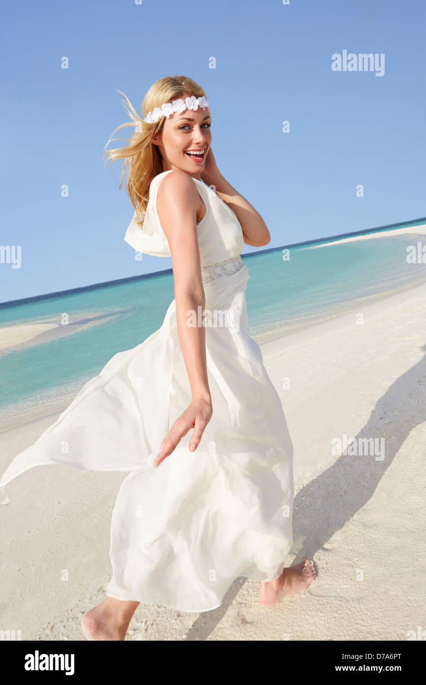 Sposa bella spiaggia Wedding Foto Stock