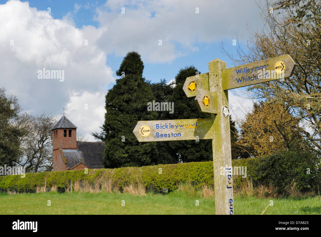 Old St. Chads Cappella situata vicino Grindley Brook sul Cheshire - Shropshire border, un attrazione sul sentiero di pietra arenaria. Foto Stock