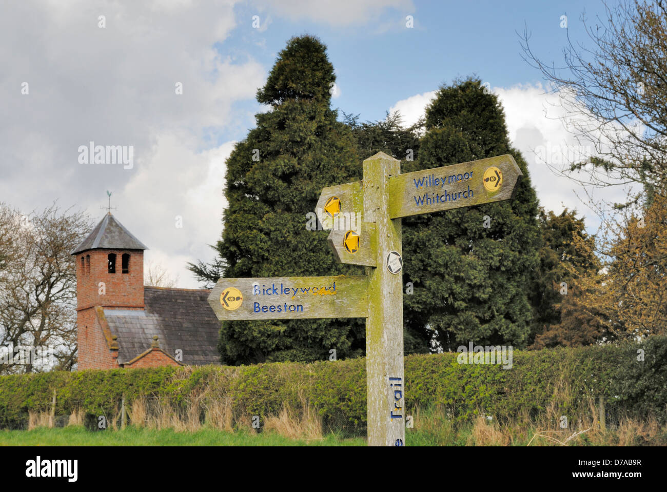 Old St. Chads Cappella situata vicino Grindley Brook sul Cheshire - Shropshire border, un attrazione sul sentiero di pietra arenaria. Foto Stock
