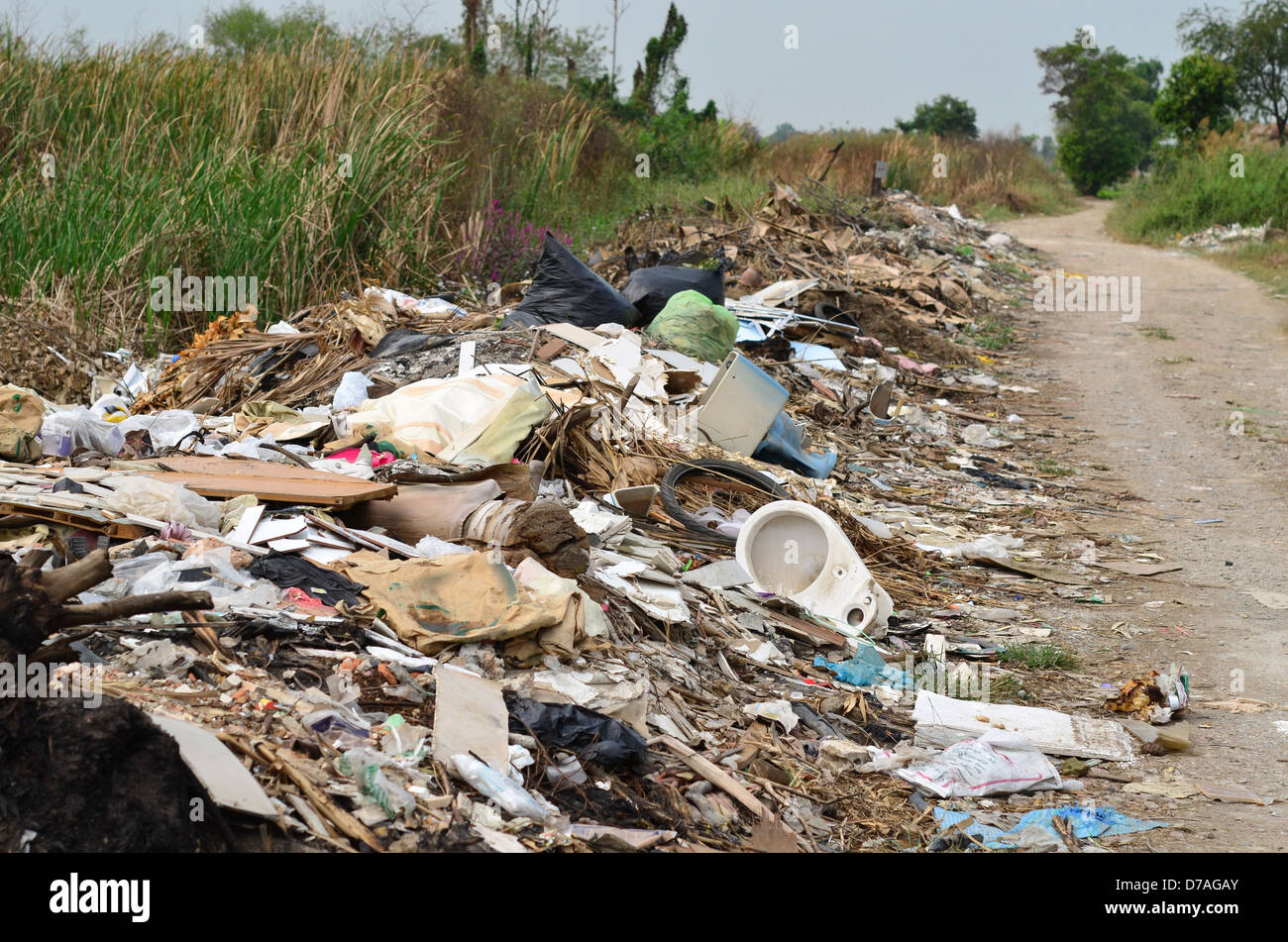 Illegale di dumping su strada Foto Stock