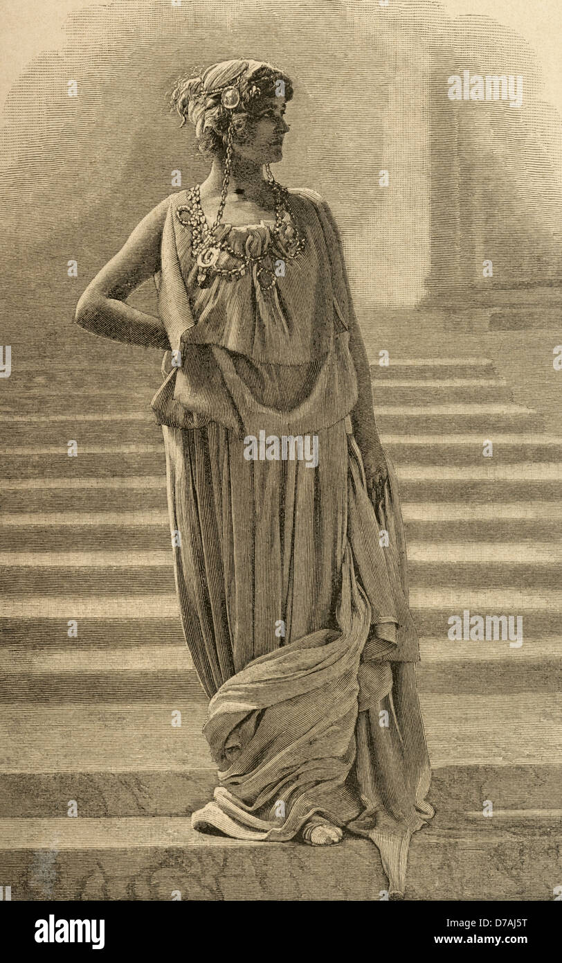 Maria Anderson (1859-1940). Actrice americano. Maria Anderson nel ruolo di Hermione, moglie di Pirro. Incisione. Foto Stock