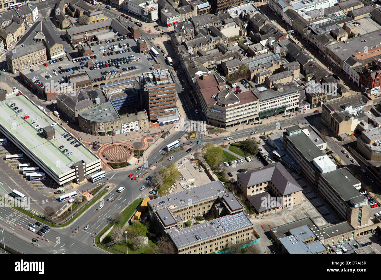 Vista aerea di Huddersfield Town Center Foto Stock
