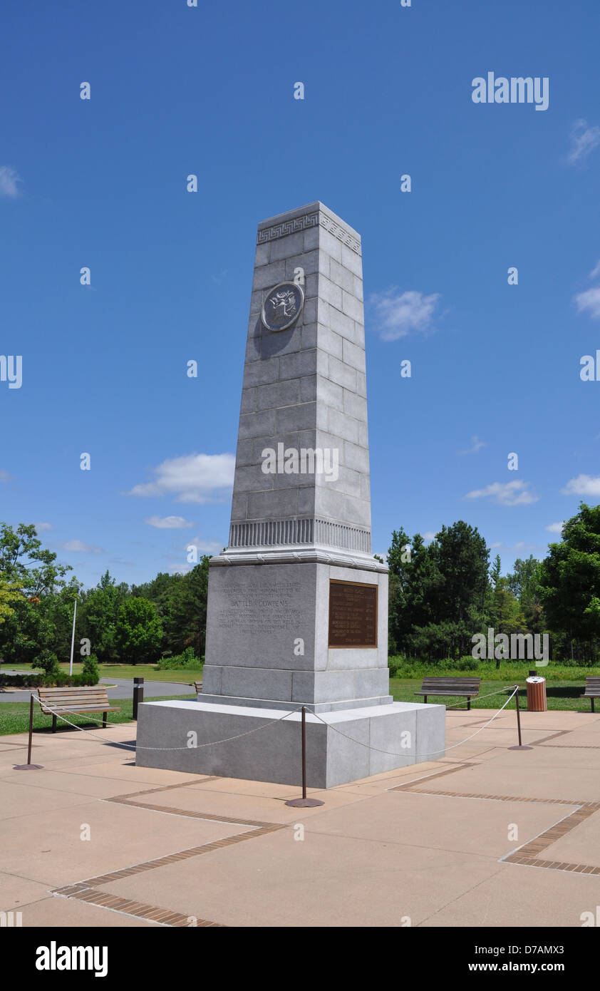 Una guerra rivoluzionaria monumento di Cowpens battaglia nazionale. Foto Stock