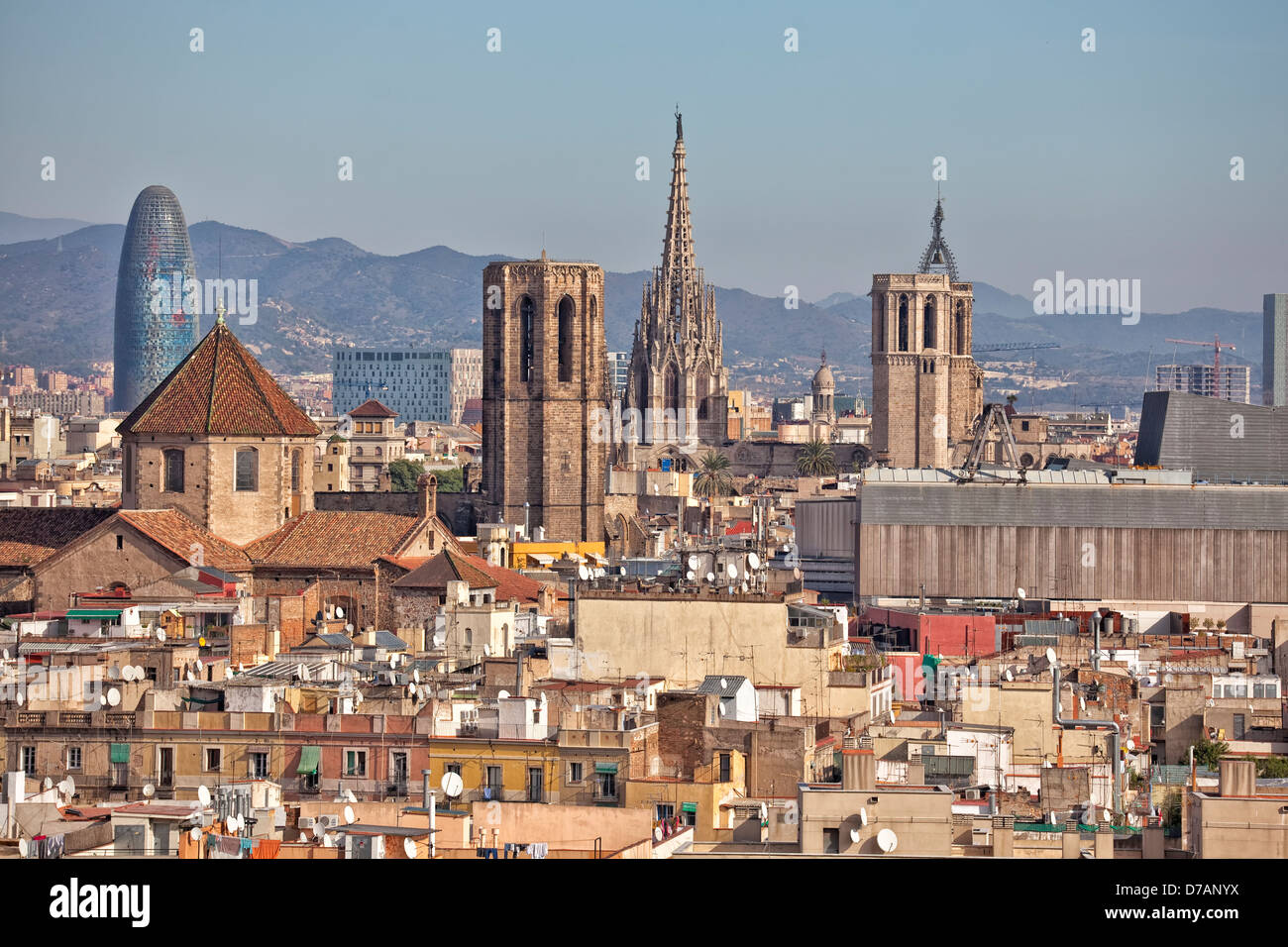 Vista panoramica di Barcellona (Spagna) la mattina Foto Stock