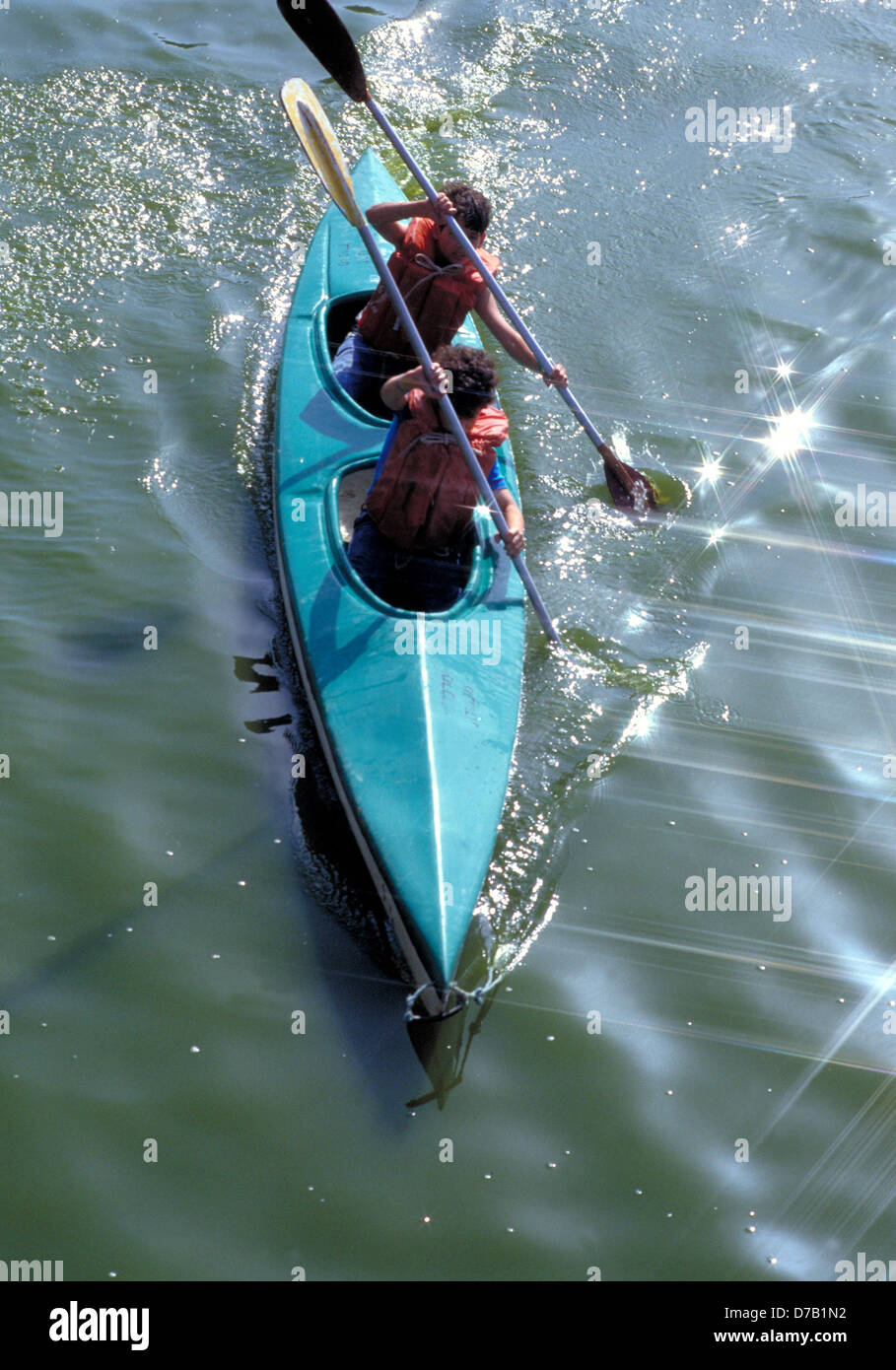 Kayak a Nahal Alexander Foto Stock