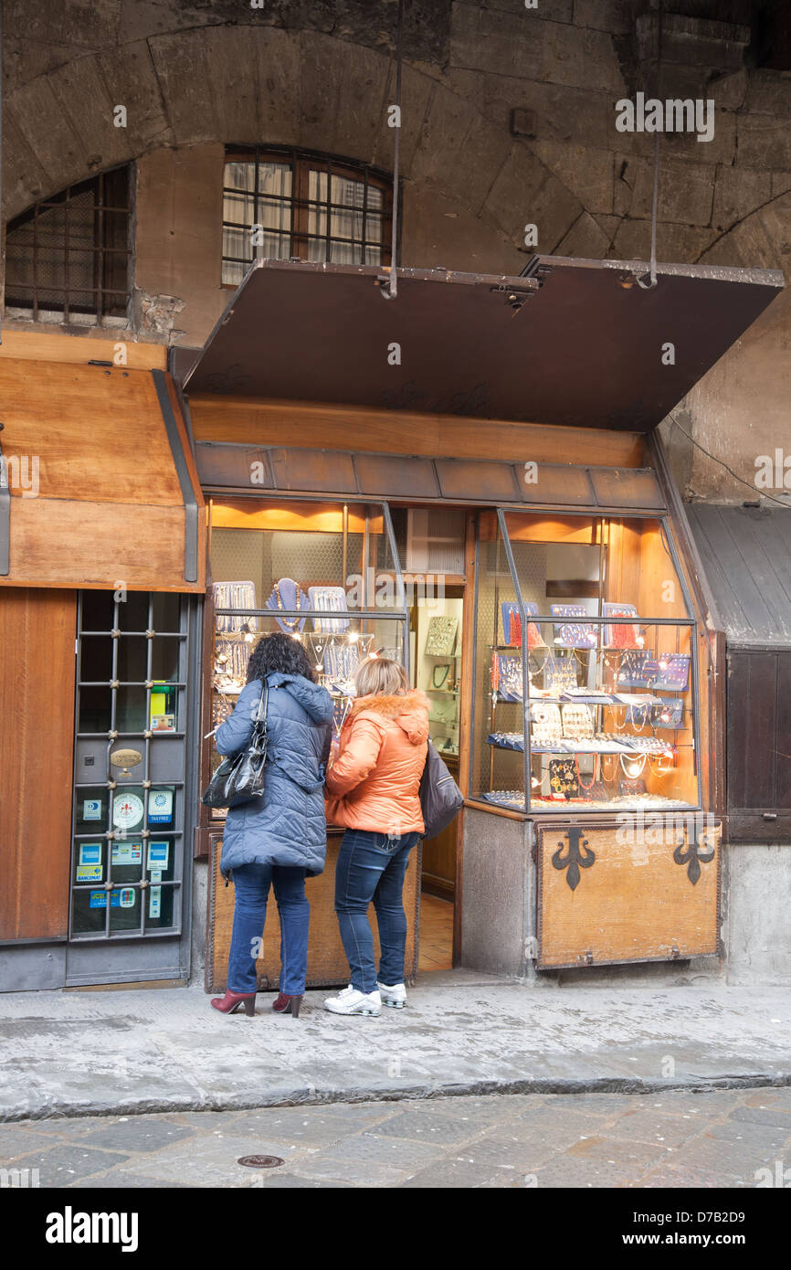 Gioielleria di Ponte Vecchio, Firenze, Italia Foto Stock