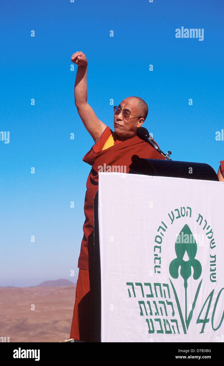 Il dalai lama offrendo un discorso in arava Foto Stock