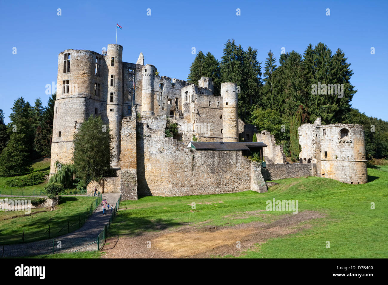 Le rovine del castello di Beaufort o Belfort, LUSSEMBURGO, Europa, Die Burgruine Beaufort oder Belfort, LUSSEMBURGO, Europa Foto Stock
