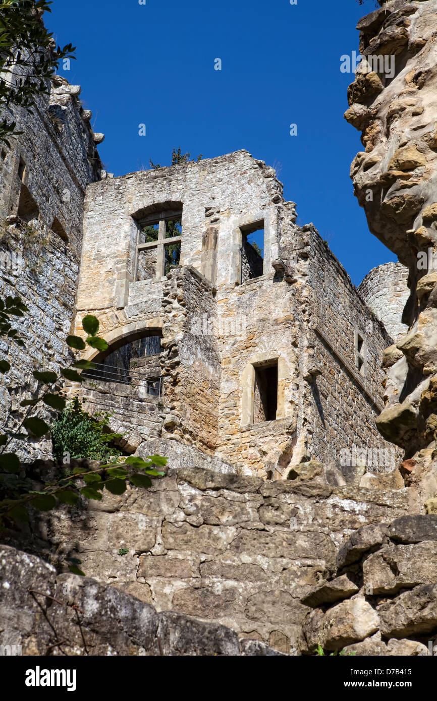 Le rovine del castello di Beaufort o Belfort, LUSSEMBURGO, Europa Foto Stock