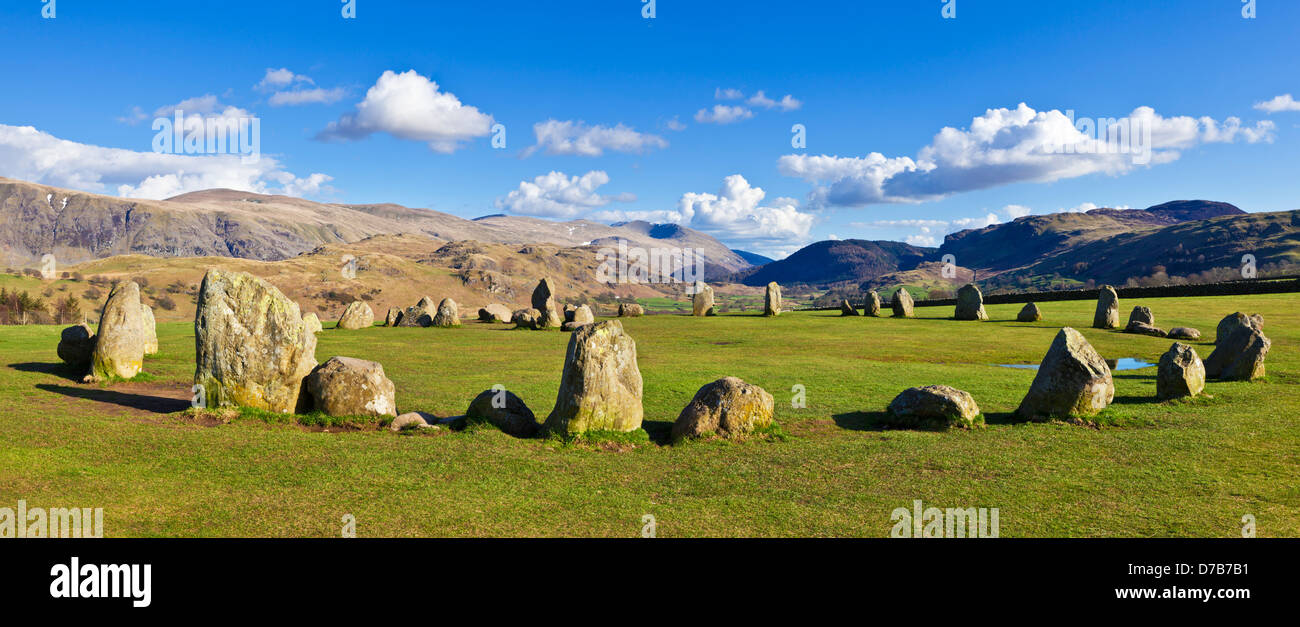 Cerchio di pietra di Castlerigg pietre in piedi pietre di Castlerigg cerchio di pietra vicino Keswick Lake District Parco Nazionale Cumbria Inghilterra GB Europa Foto Stock