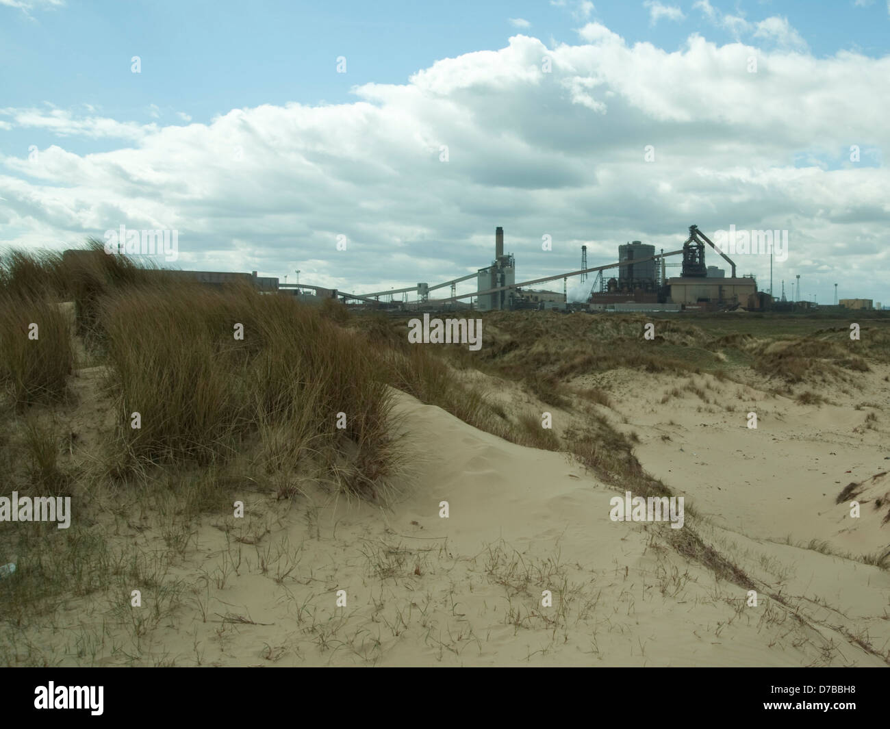 Redcar altoforno da dune di sabbia Foto Stock