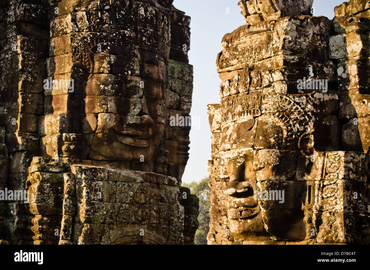 Volti, Bayon Angkor Wat, Siem Reap, Cambogia. Foto Stock