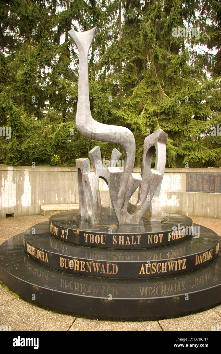 Olocausto monumento commemorativo a Stroum Jewish Community Center di maggiore di Seattle, WA, Stati Uniti d'America Foto Stock