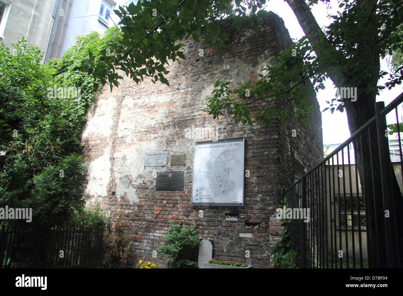 La restante parete di Varsavia Ghetto Ebraico in Polonia Foto Stock