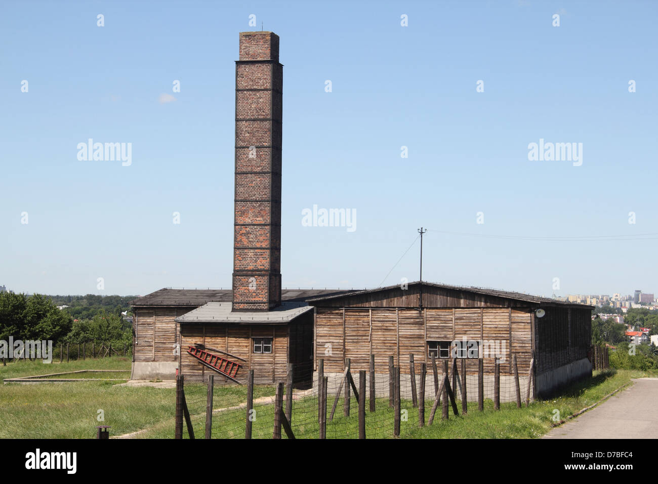 Il crematorio edificio a Majdanek campo di sterminio in Polonia Foto Stock