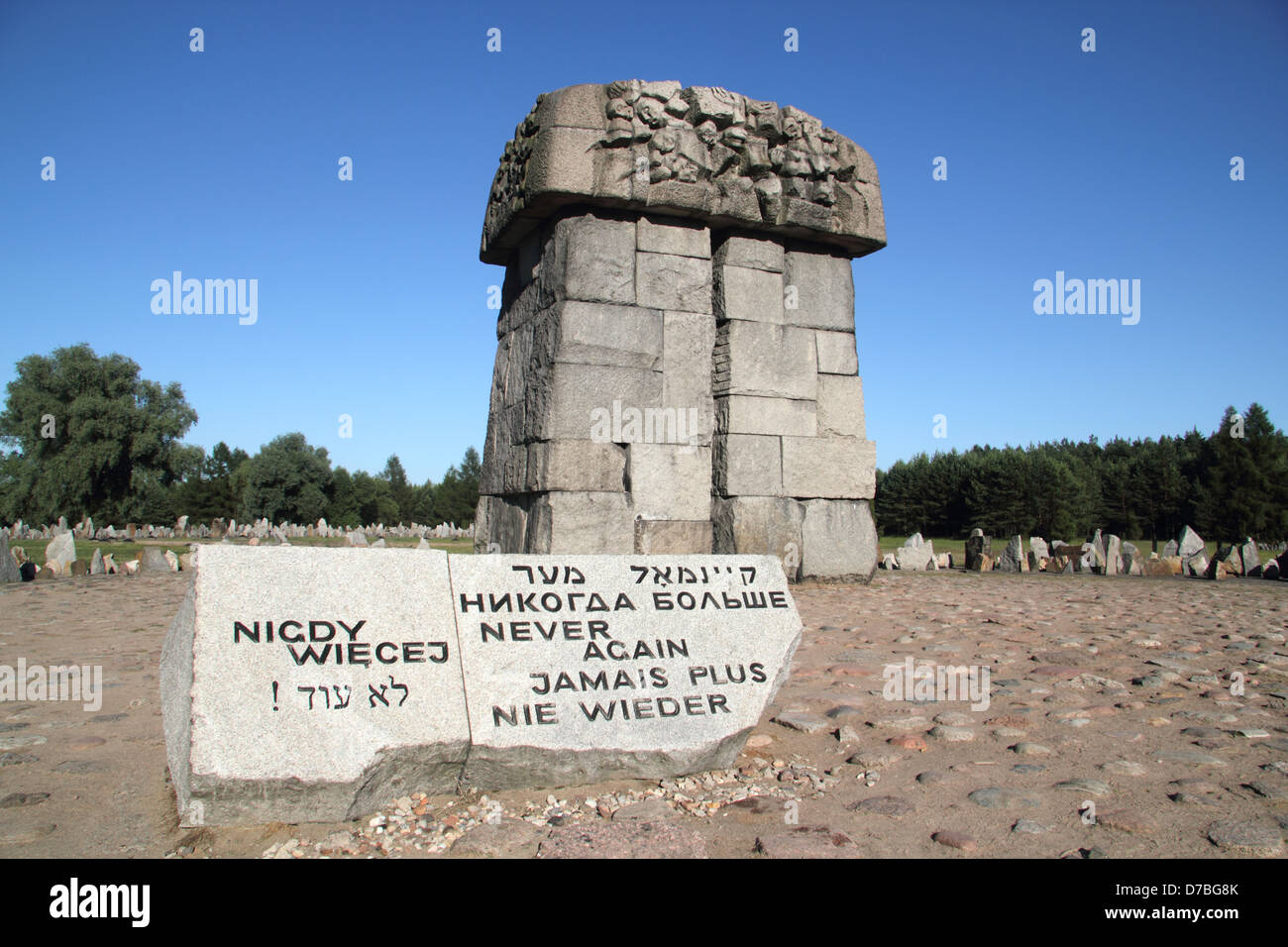Il monumento di Treblinka campo di sterminio per commemorare le sue vittime dell'olocausto, Polonia Foto Stock