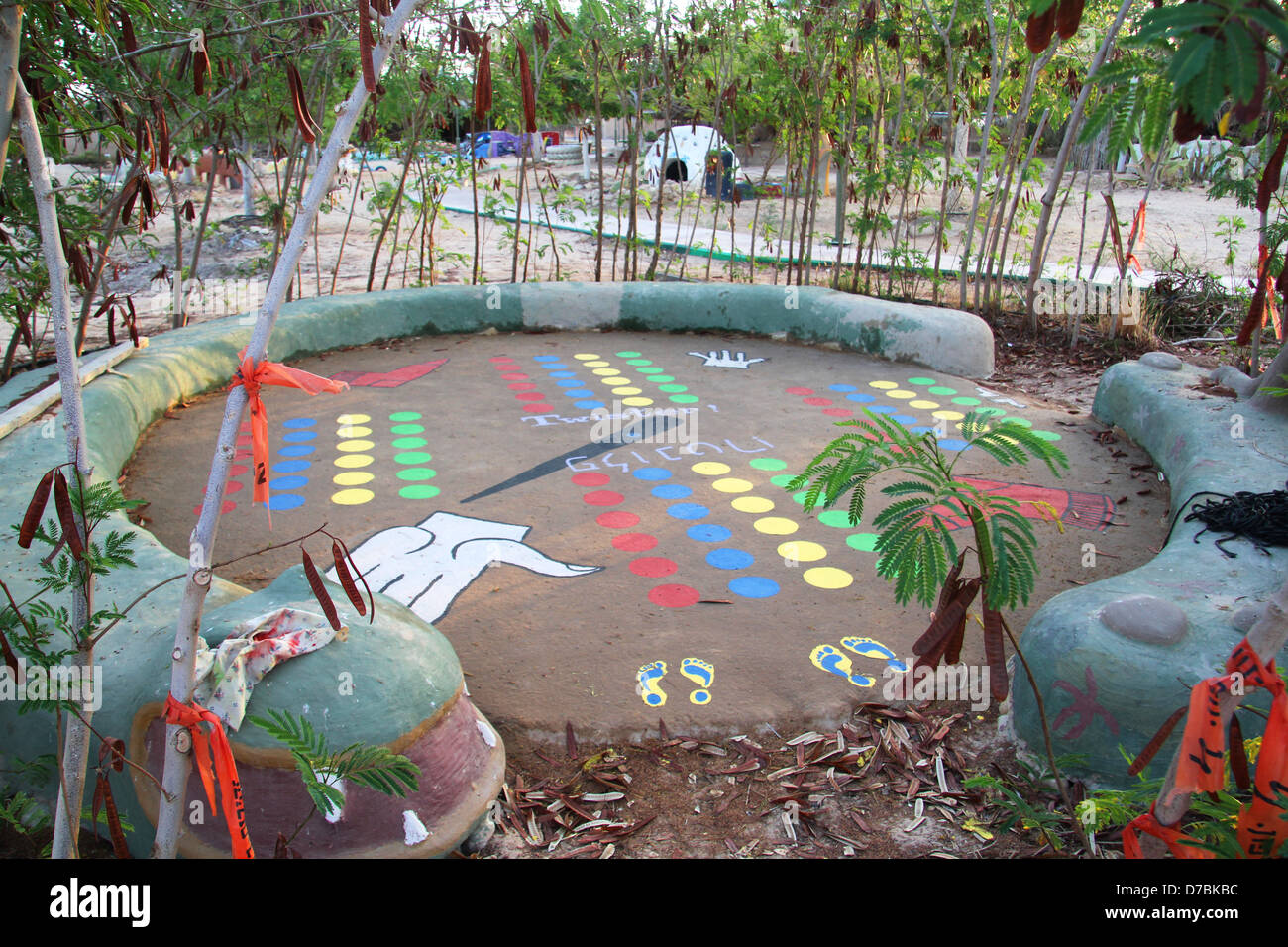 Parco giochi ecologici nel Kibbutz Lotan in Arava, a sud di Israele Foto Stock