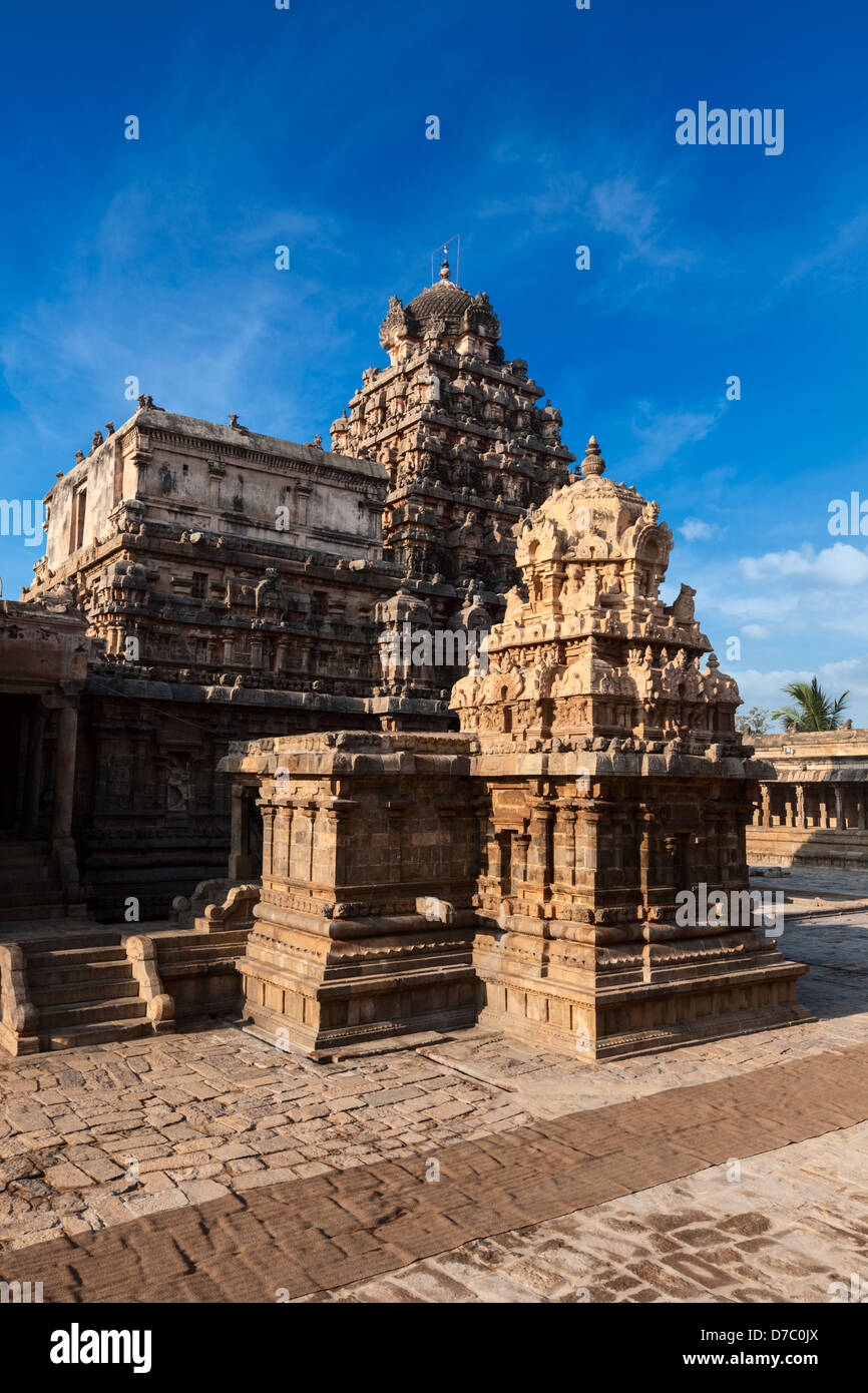 Tempio Airavatesvara, Darasuram, Tamil Nadu, India. Uno dei grandi templi viventi dei Chola - UNESCO - Sito Patrimonio dell'umanità. Foto Stock