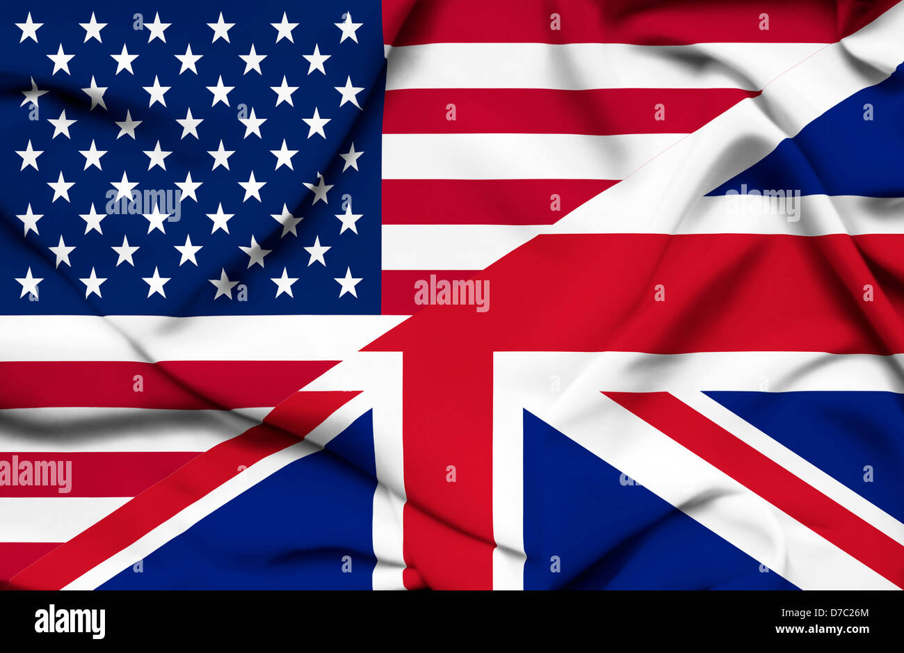 Stati Uniti d'America e Regno Unito sventola bandiera Foto Stock