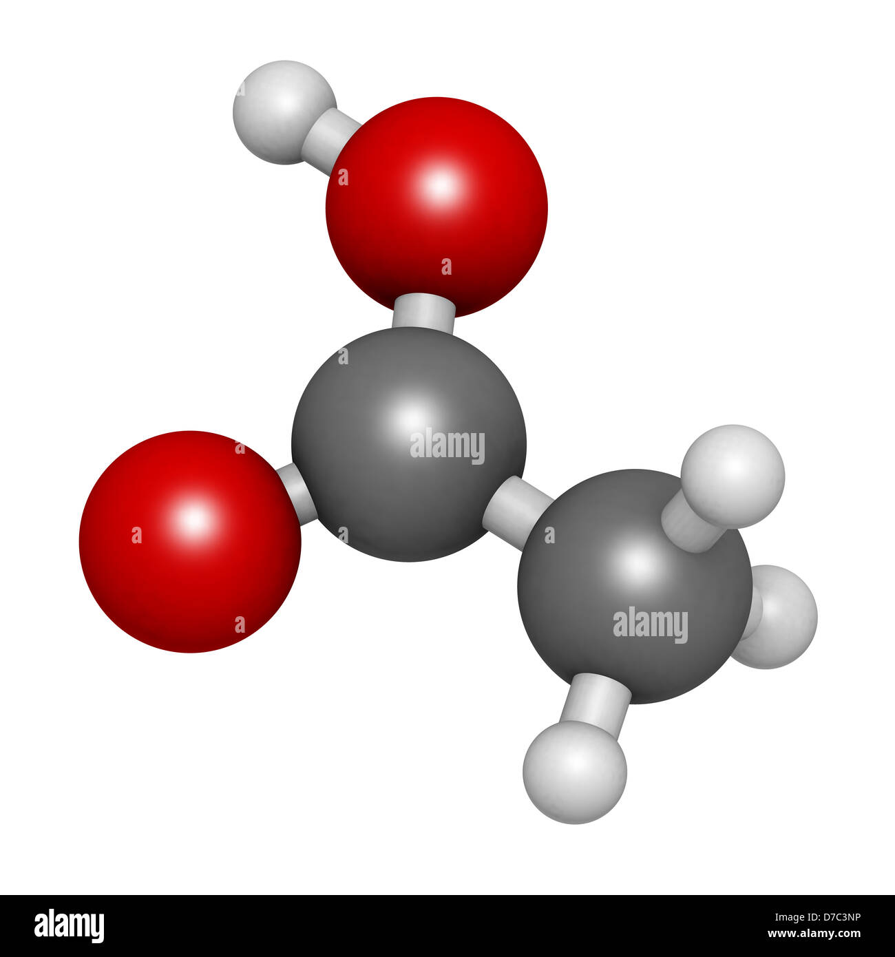 Acido acetico (HOAc) molecola, struttura chimica. Gli atomi sono rappresentati come sfere convenzionale con codifica a colori Foto Stock