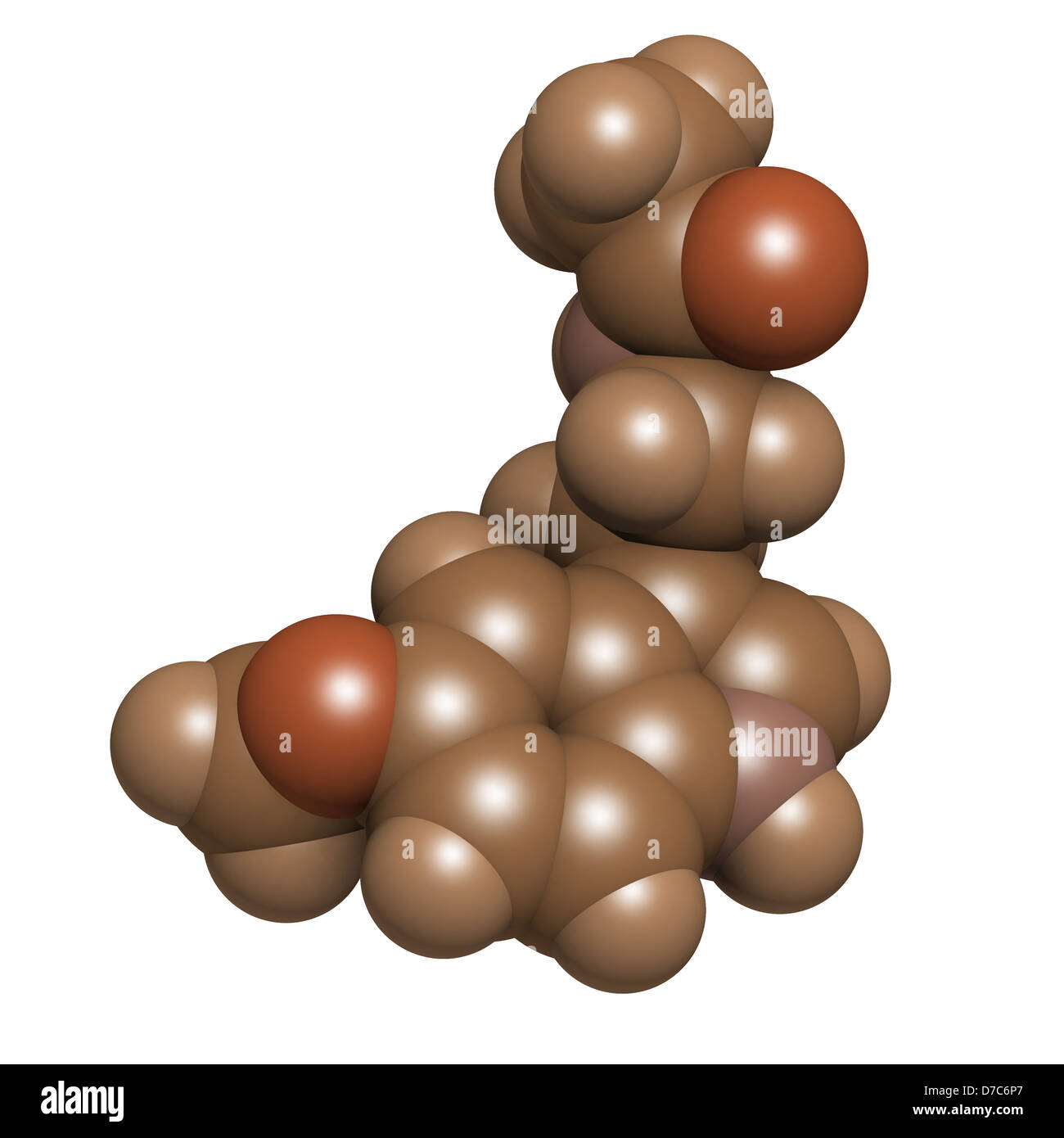 Melatonina, ormone del modello molecolare. La melatonina svolge un ruolo nella regolazione della quotidiana ciclo biologico (ritmo circadiano). Foto Stock