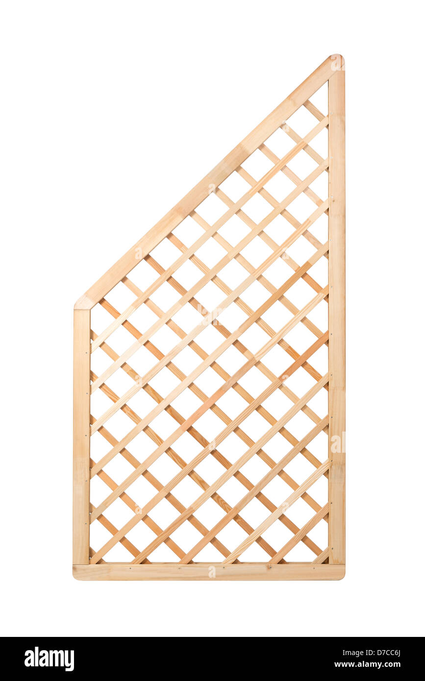 Traliccio in legno pannello di recinzione su sfondo bianco con tracciato di ritaglio Foto Stock
