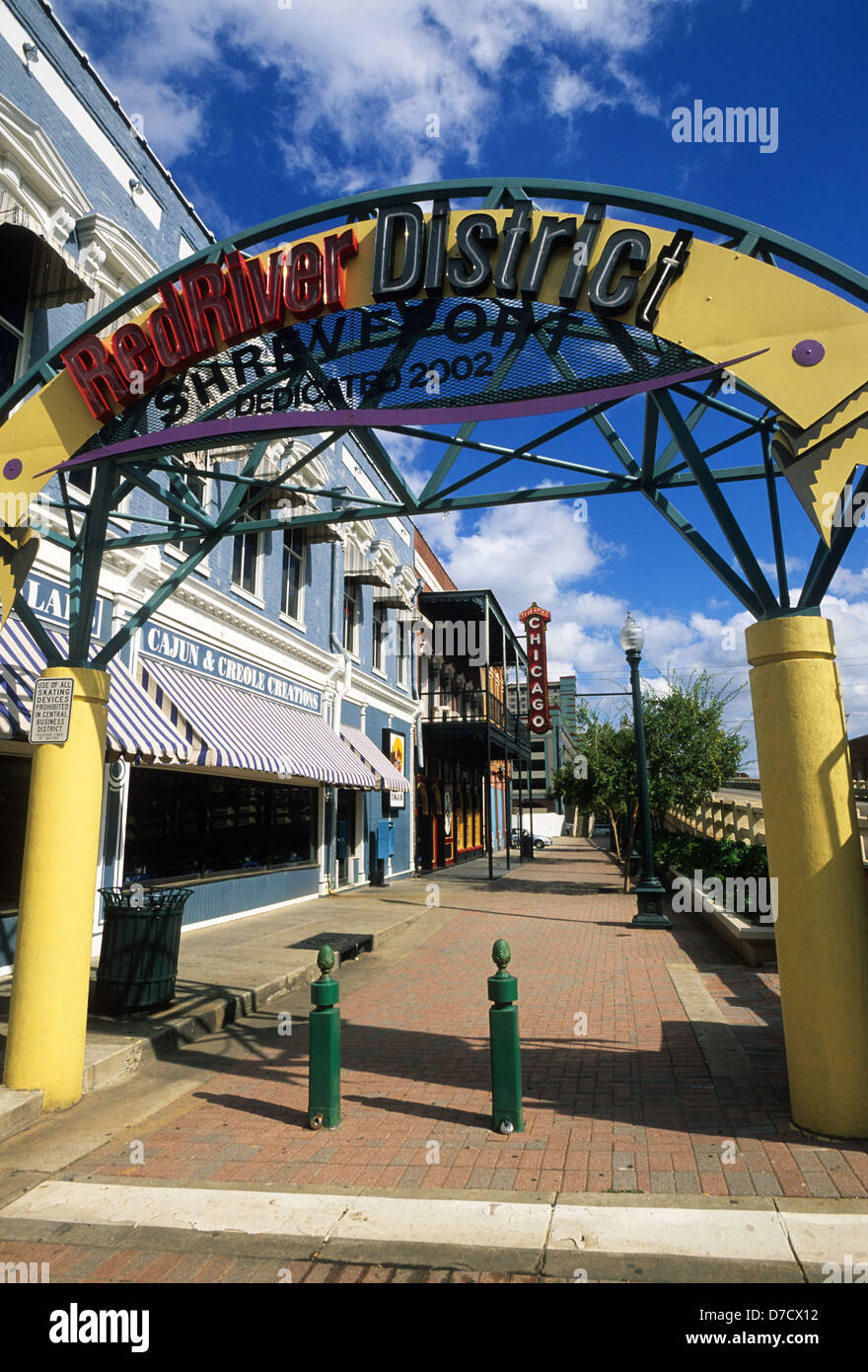 Elk283-2544v Louisiana Shreveport, Red River District, marciapiede Foto Stock