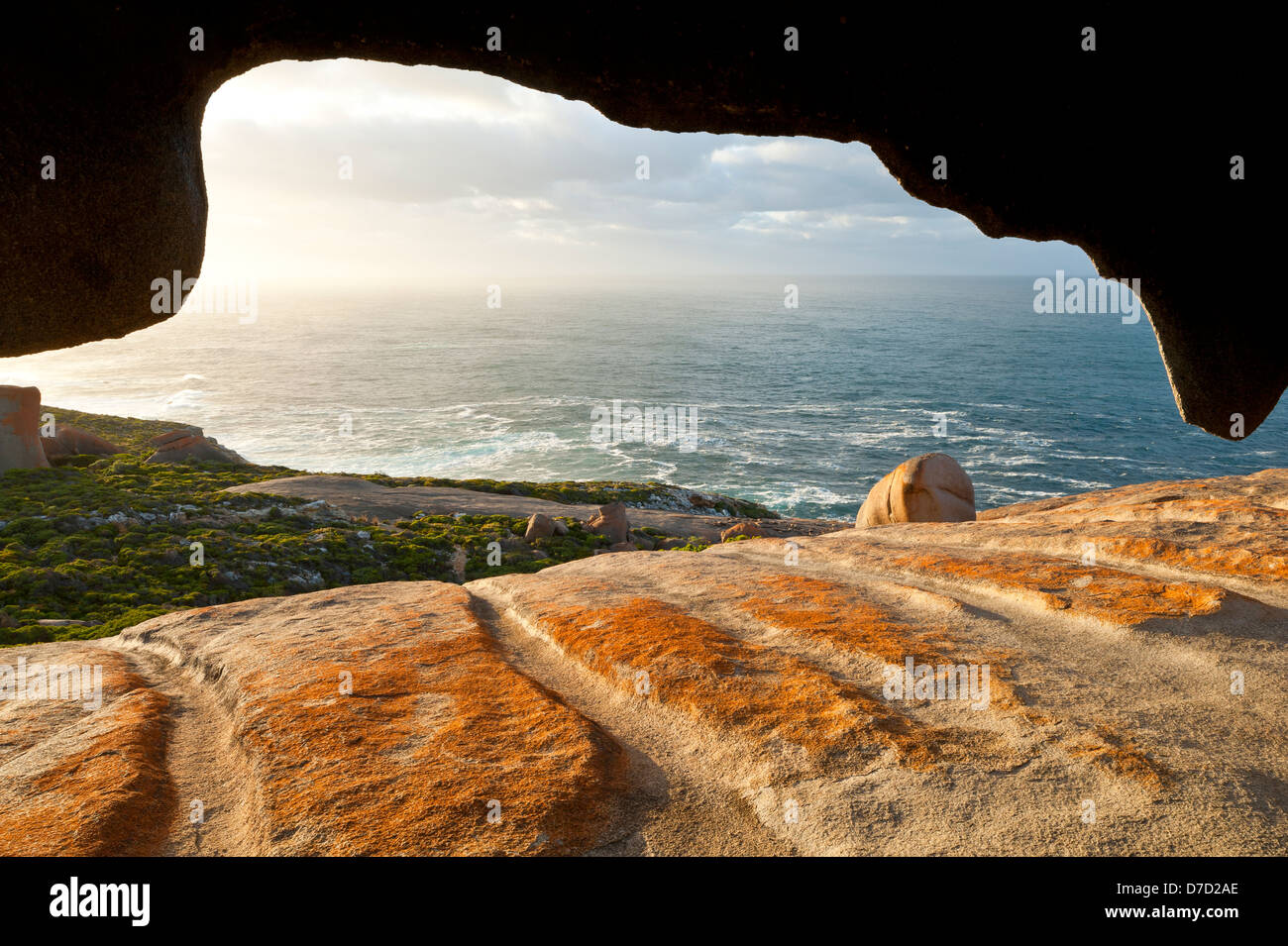 Remarkable Rocks all'alba nel Parco Nazionale di Flinders Chase Kangaroo Island South Australia Foto Stock