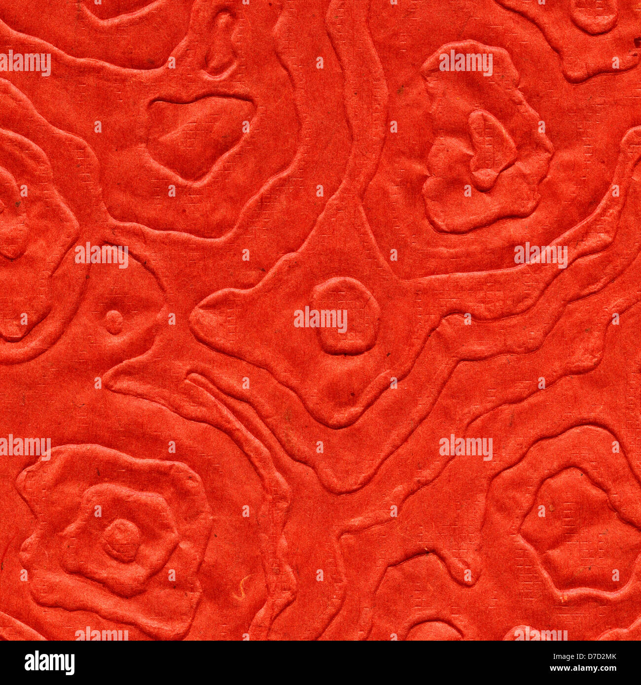 Scansione ad alta risoluzione in rosso la carta di riso motivo decorativo realizzato mandala anamorfici. Acquisite a 2400dpi utilizzando professional Epson V700 Foto Stock