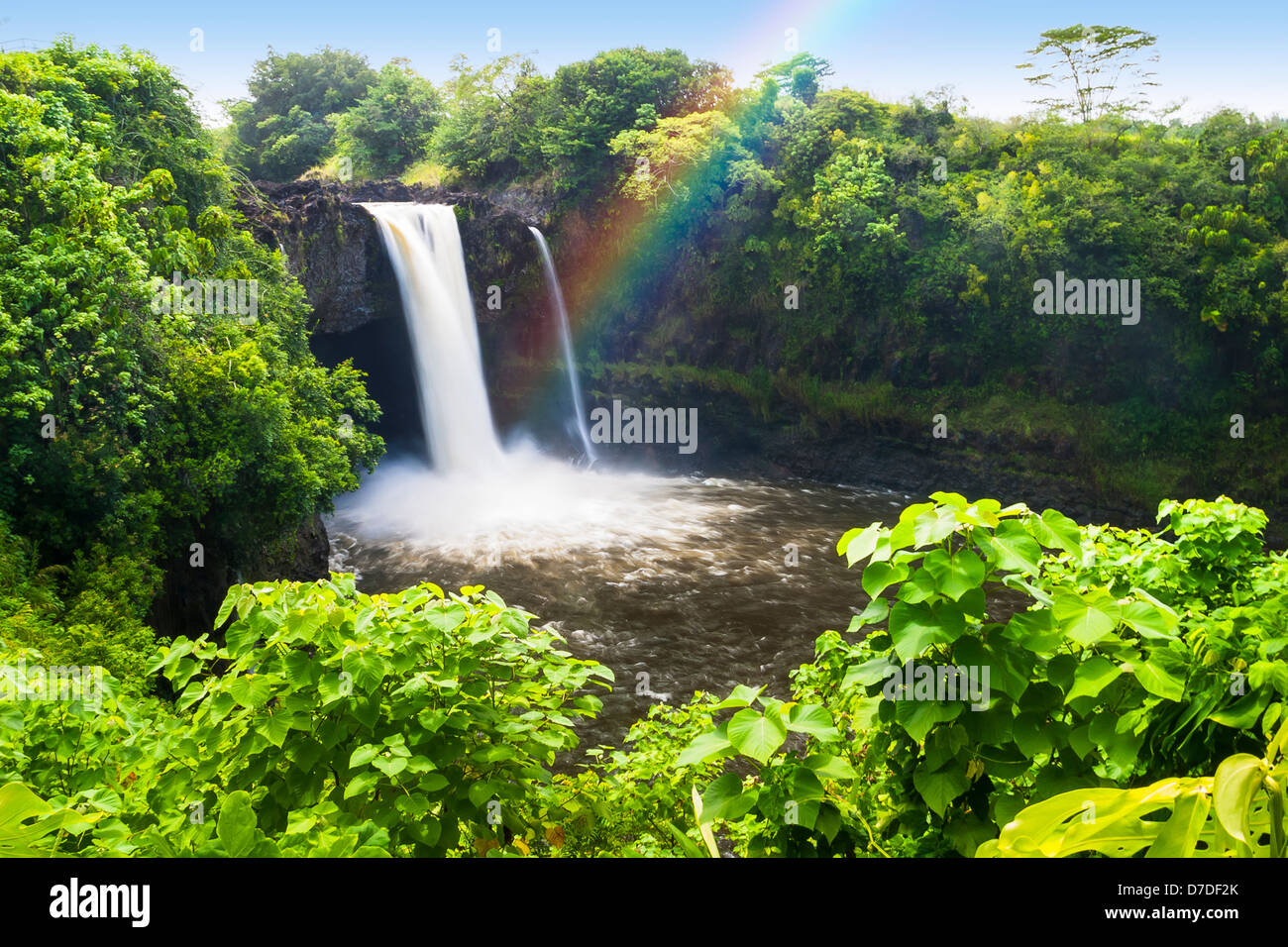 Rainbow Falls a Wailuku River State Park, Hilo, Big Island, Hawaii, STATI UNITI D'AMERICA Foto Stock