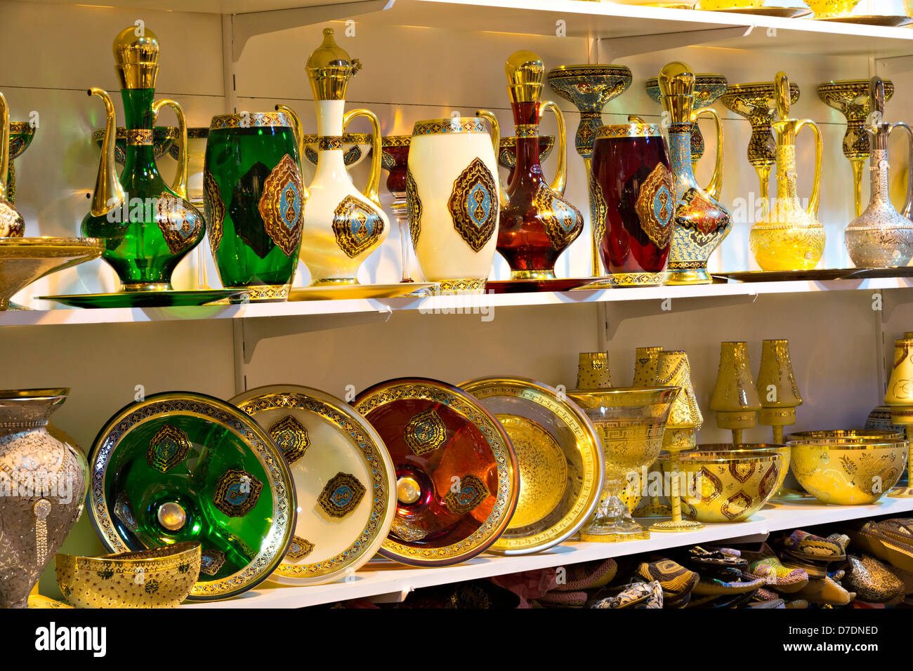 Souvenir turistici in Grand Bazaar, Istanbul, Turchia Foto Stock